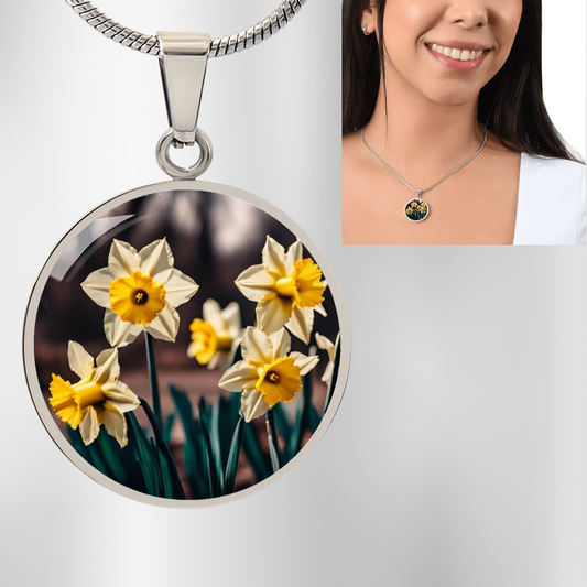 Daffodil Birth Flower Necklace March Birthday Gifts Birth Month Flower Engraved Floral Necklace Botanical Jewelry Valentines Day Mothers Day