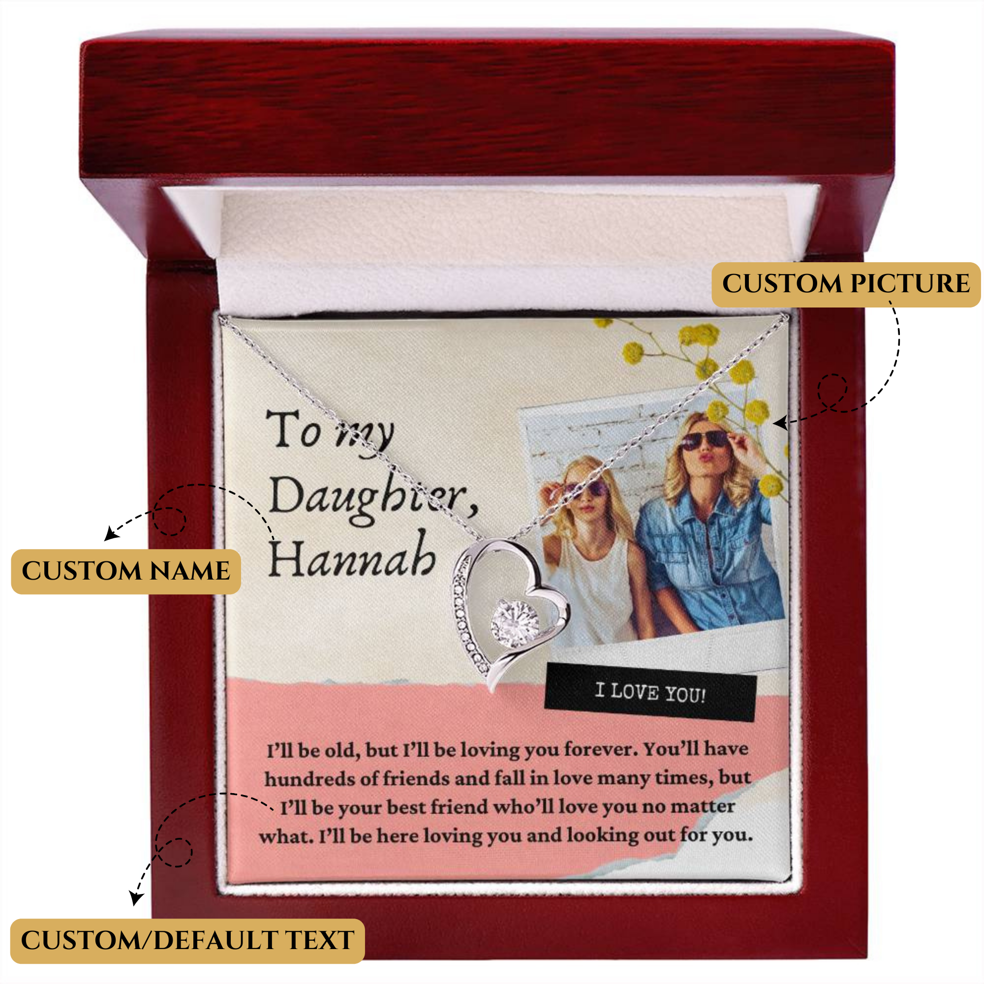 Personalised Daughter Chrsitmas Gift from mom or dad To My Daughter Love Mum Mother & Daughter Necklace Daughter Present