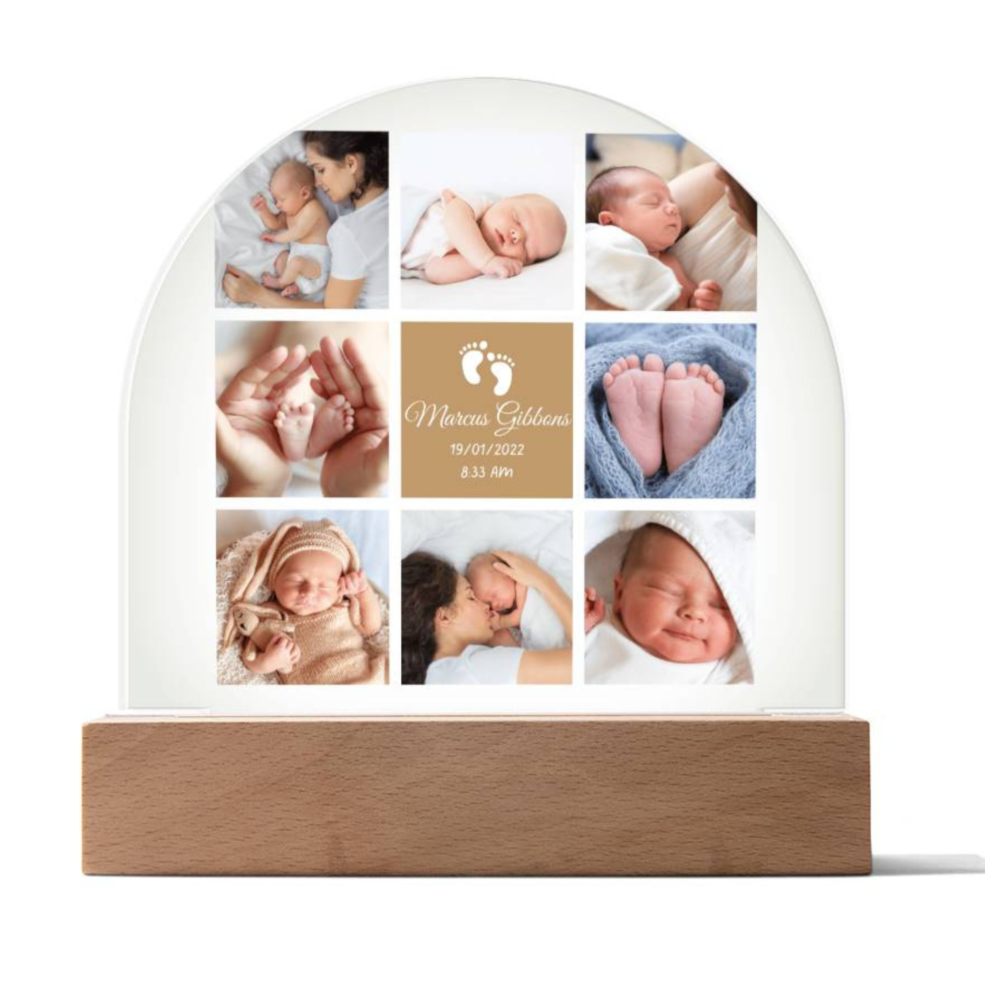 Custom name and picture acrylic dome, personalized led light, children's night light, nursery, baby gift