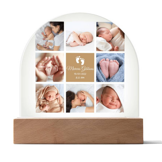 Custom name and picture acrylic dome, personalized led light, children's night light, nursery, baby gift