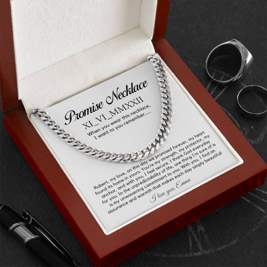 Personalised Promise Necklace For Him, Promise Gifts For Him, Boyfriend Promise Necklace, Gift For Boyfriend, Guy Valentine Gift, Boyfriend Birthday Gift