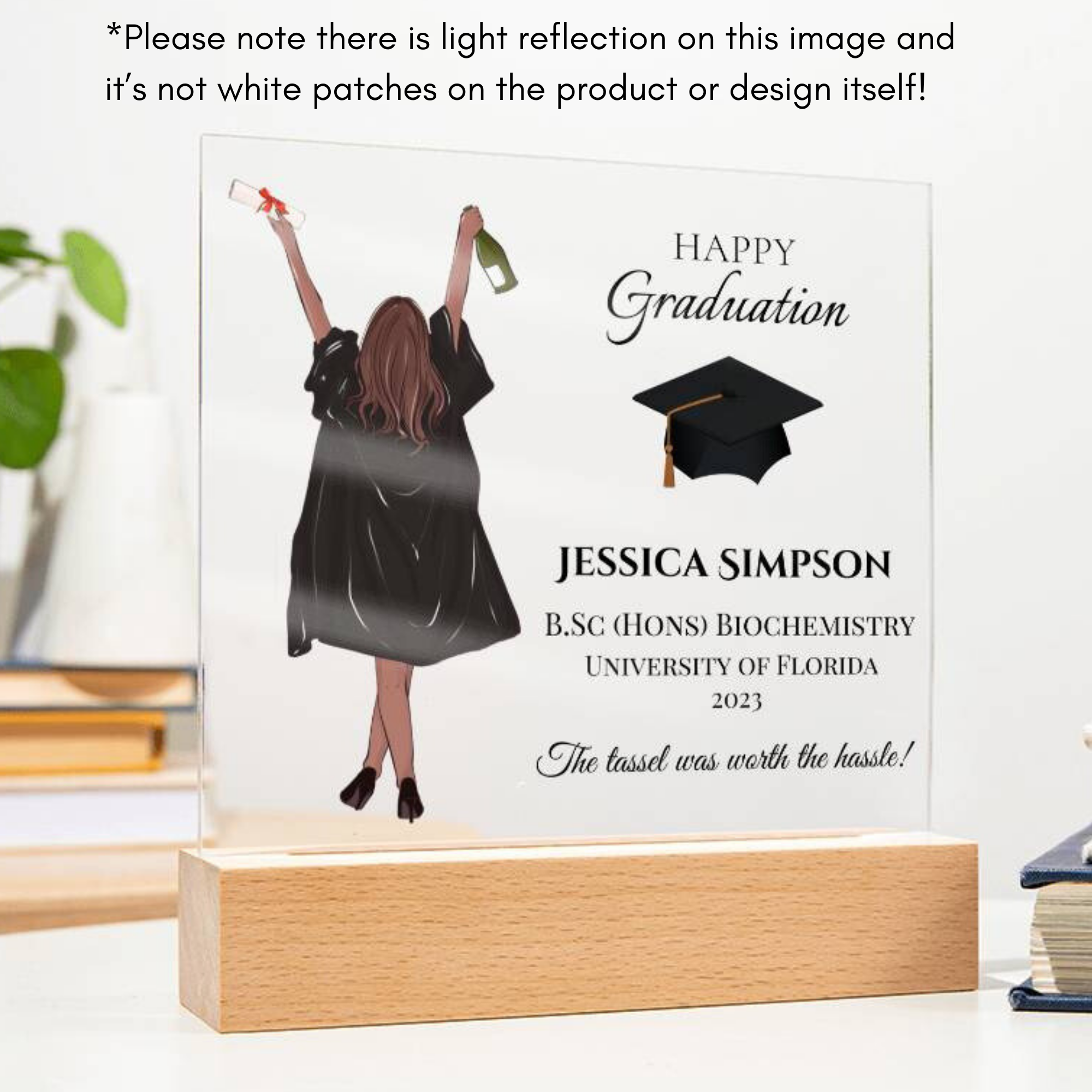 Female Personalised Graduation Gift, Congratulations, Class of 2023 Any Year, Graduation Gift for Daughter, Sister, Girlfriend, Acrylic Block