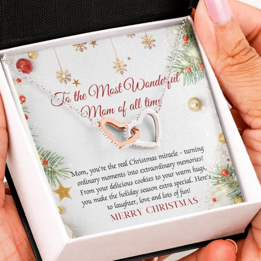 Christmas Gift Necklace For Mom - Gift For Mom - Merry Christmas Mom Necklace - Mother Christmas Necklace With Message Card - Mom Gift