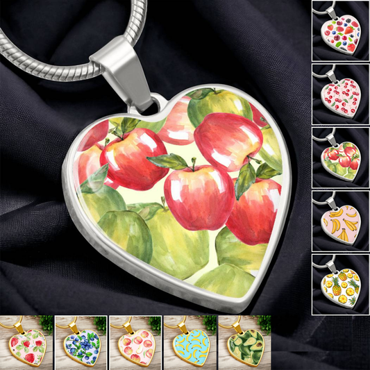 Cute Fruit Design Necklace Jewelry, Food Strawberry Blueberry Raspberry Lemon Peach Orange Necklace, Silver Necklace 18k Gold Plated Pendant