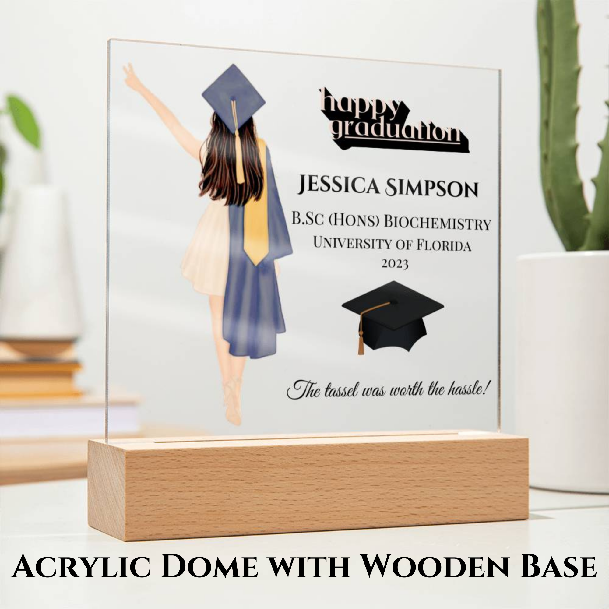 Female Personalised Graduation Gift, Congratulations, Class of 2023 Any Year, Graduation Gift for Daughter, Sister, Girlfriend, Acrylic