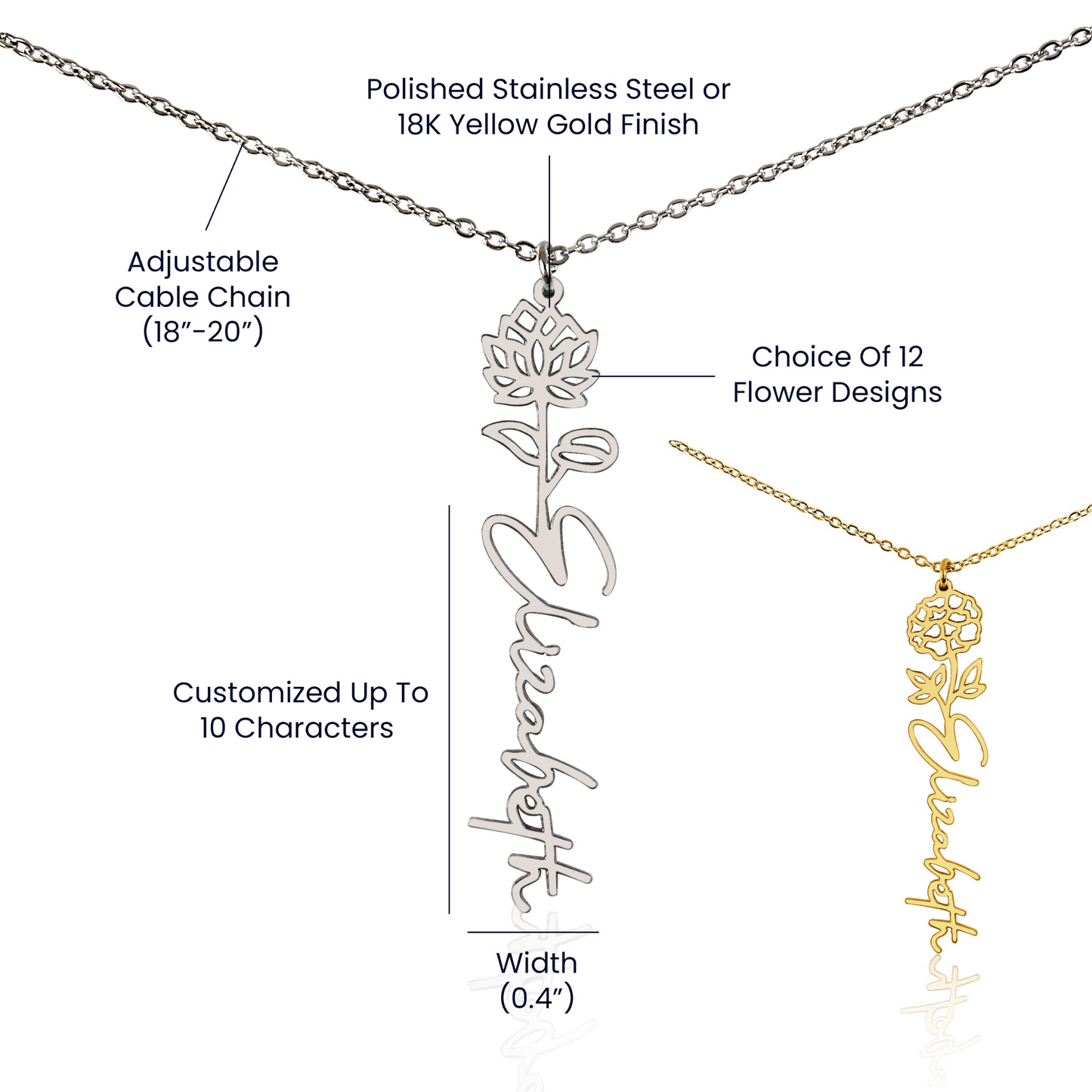 Custom Birthflower & Name Necklace Gift from Mom to Daughter Present from Mother To my Daughter Birthday Anniversary Valentines Day Necklace
