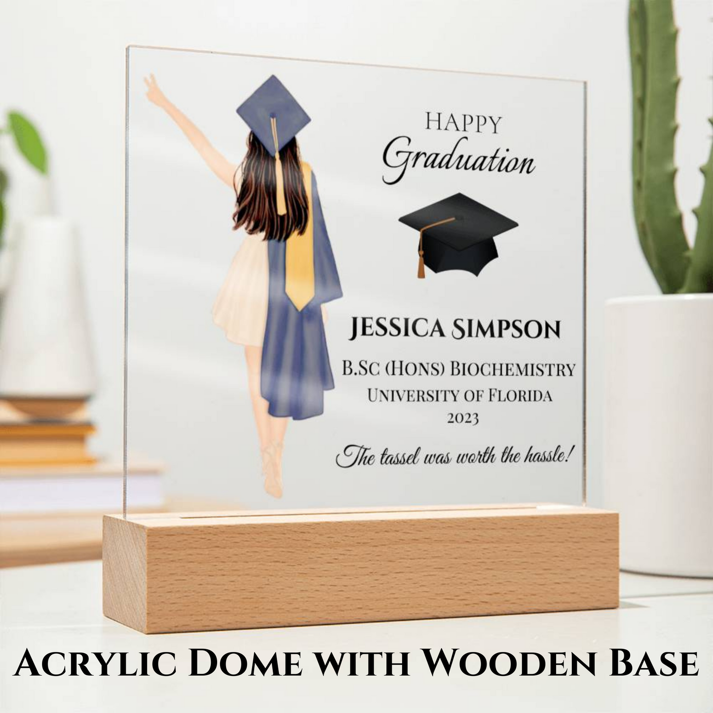 Female Personalised Graduation Gift, Congratulations, Class of 2023 Any Year, Graduation Gift for Daughter, Sister, Girlfriend, Acrylic