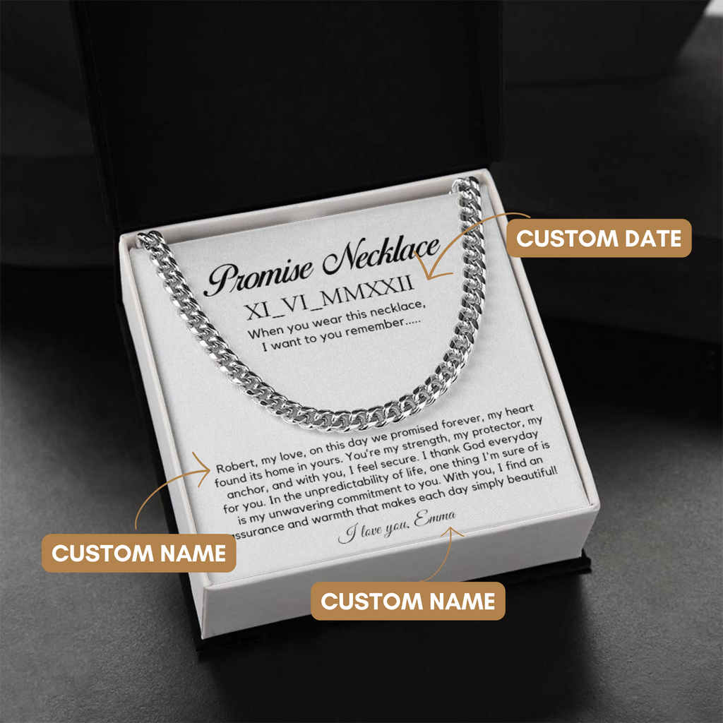 Personalised Promise Necklace For Him, Promise Gifts For Him, Boyfriend Promise Necklace, Gift For Boyfriend, Guy Valentine Gift, Boyfriend Birthday Gift