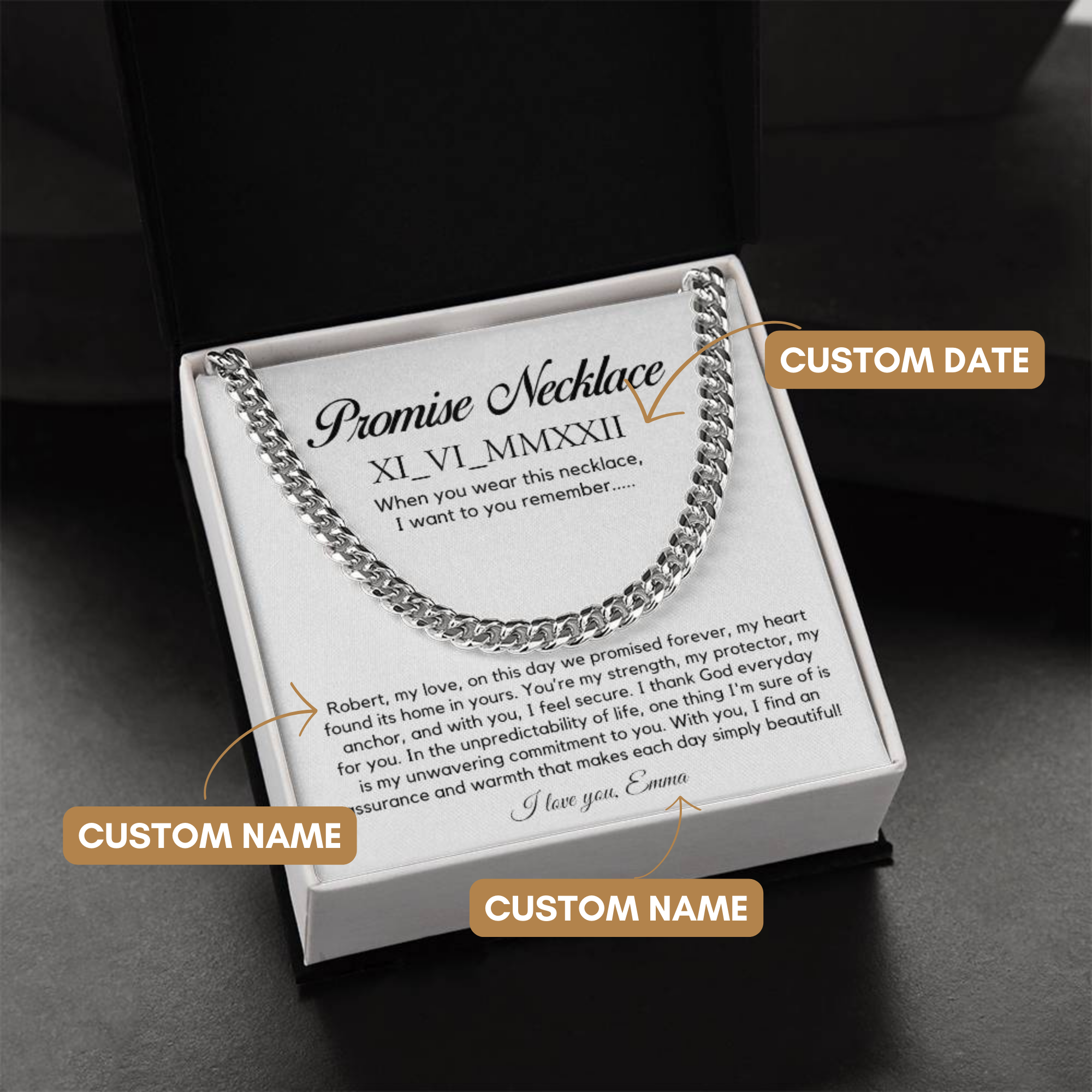 Personalised Promise Necklace For Him, Promise Gifts For Him, Boyfriend Promise Necklace, Gift For Boyfriend, Guy Valentine Gift, Boyfriend Birthday Gift