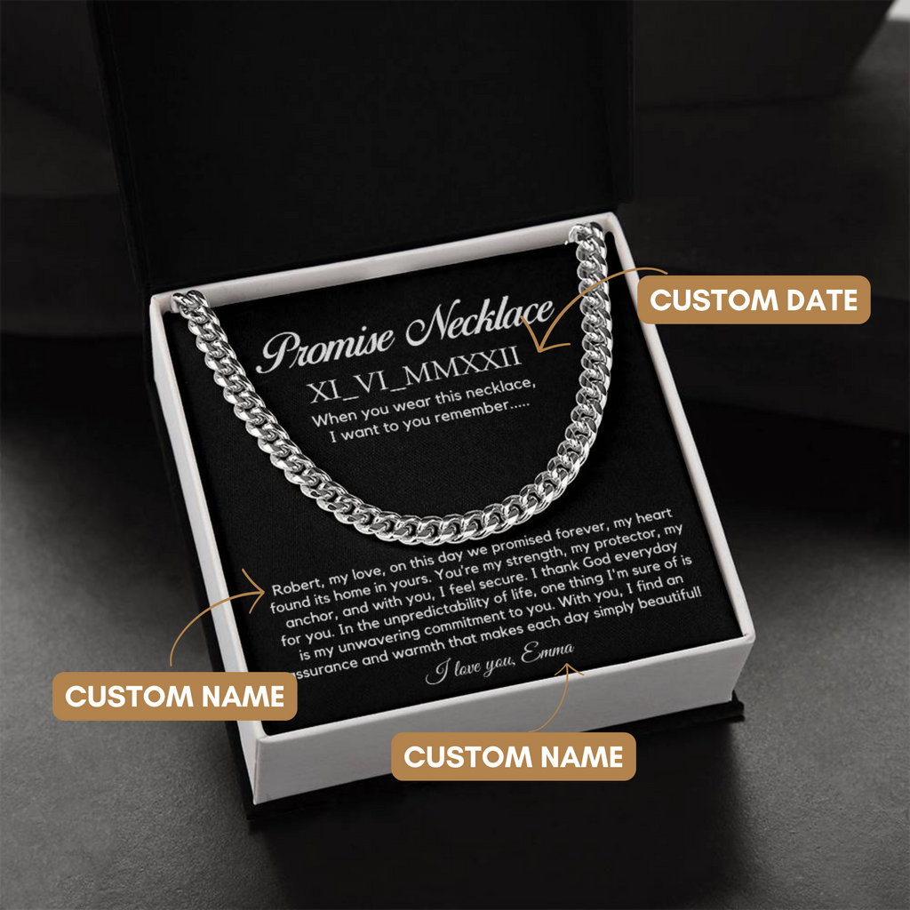 Personalised Promise Necklace For Him, Promise Gifts For Him, Boyfriend Promise Necklace,Anniversary Gift For Husband,Guy Valentine Gift