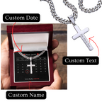 Valentine's Day Gift, Gift For Boyfriend, Guy Valentine Gift, Girlfriend Birthday Gift, Personalised Cross necklace For him, Gift for Him
