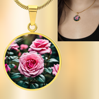 June Birth Flower Rose Necklace, Birth Month Flower Necklace, Engraved Necklace, Floral Gift for Her, Mothers & Valentines Day Necklace