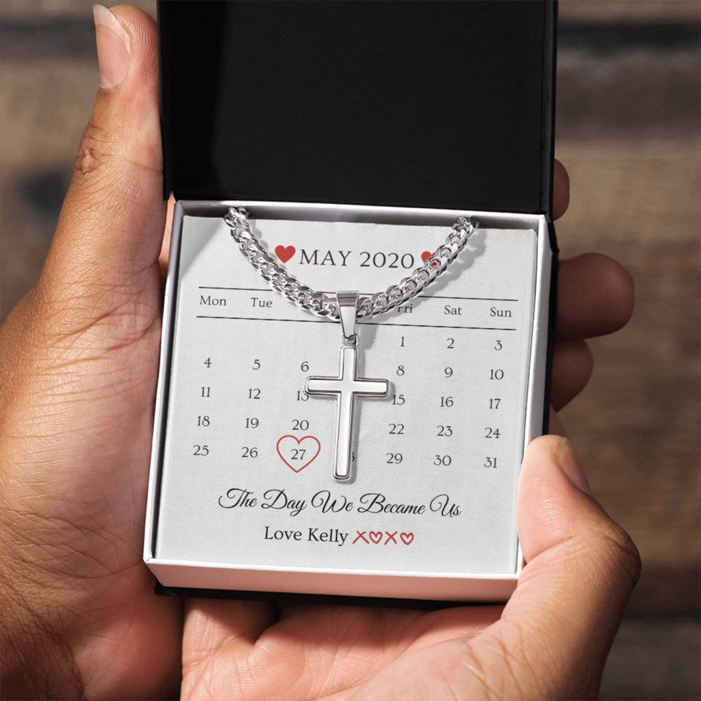 Valentine's Day Gift, Gift For Boyfriend, Guy Valentine Gift, Girlfriend Birthday Gift, Personalised Cross necklace For him, Gift for Him