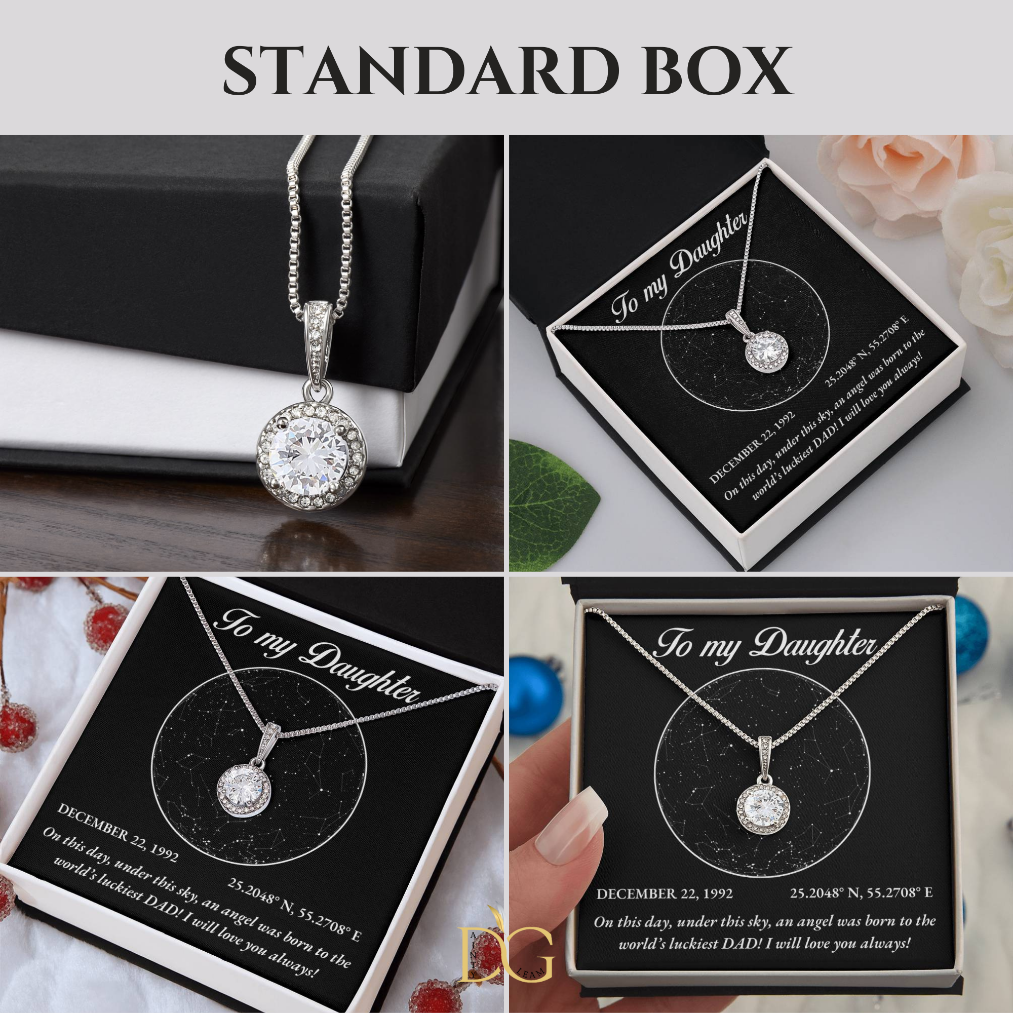 To My Daughter, Personalised Gold Necklace, Daughter Gift Starmap Night Sky Print, Christmas Gift New Year Gift , Daughter Necklace from dad