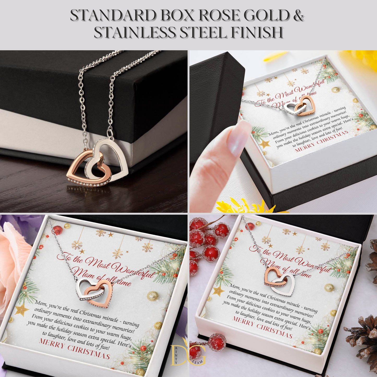 Christmas Gift Necklace For Mom - Gift For Mom - Merry Christmas Mom Necklace - Mother Christmas Necklace With Message Card - Mom Gift