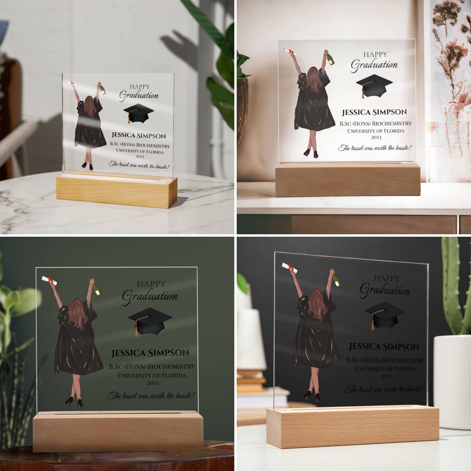 Female Personalised Graduation Gift, Congratulations, Class of 2023 Any Year, Graduation Gift for Daughter, Sister, Girlfriend, Acrylic Block