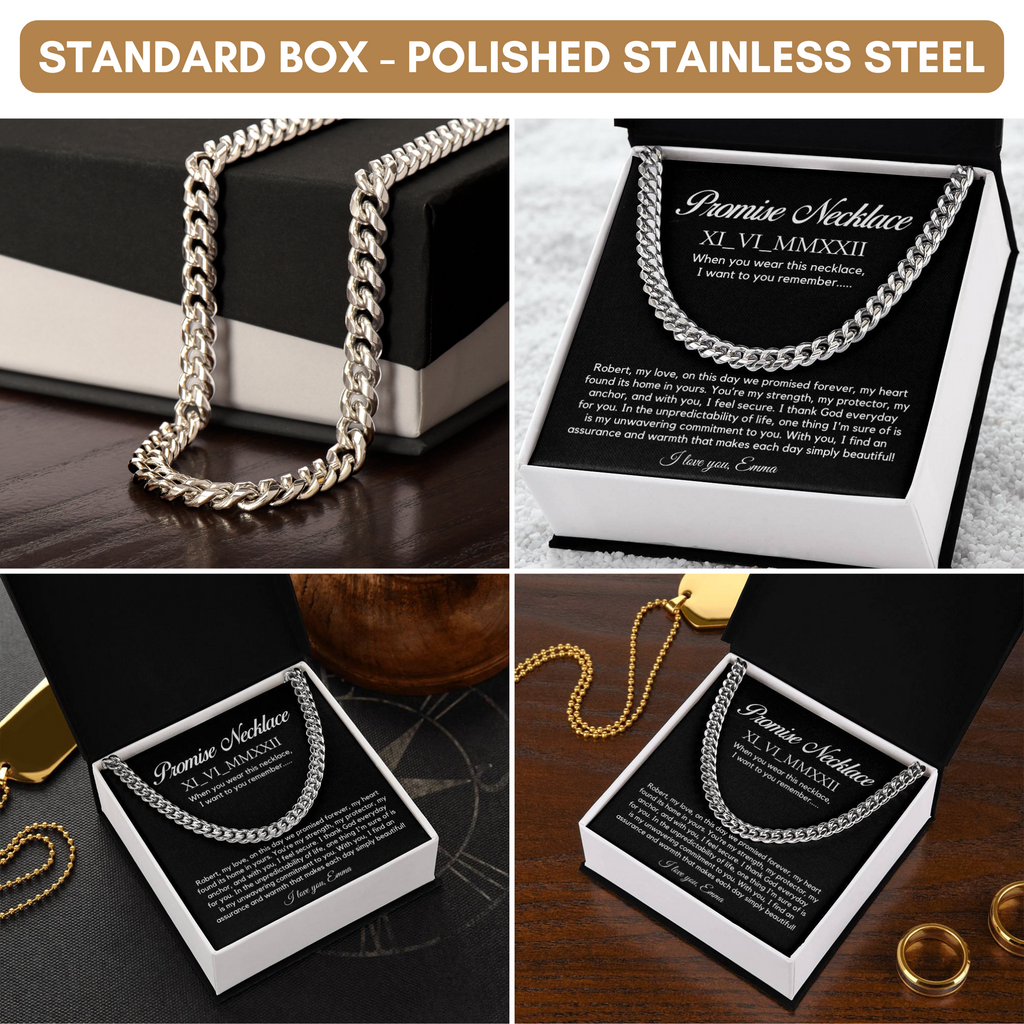 Personalised Promise Necklace For Him, Promise Gifts For Him, Boyfriend Promise Necklace,Anniversary Gift For Husband,Guy Valentine Gift