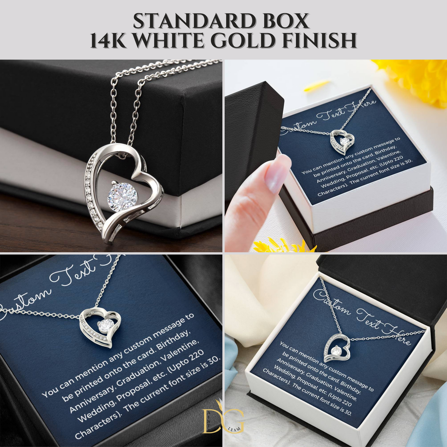 Custom Text Necklace with Beautiful Message Card, Birthday Gift, Anniversary Gift, Promotion Gift, Retirement Gift, Valentine Gift, Unique