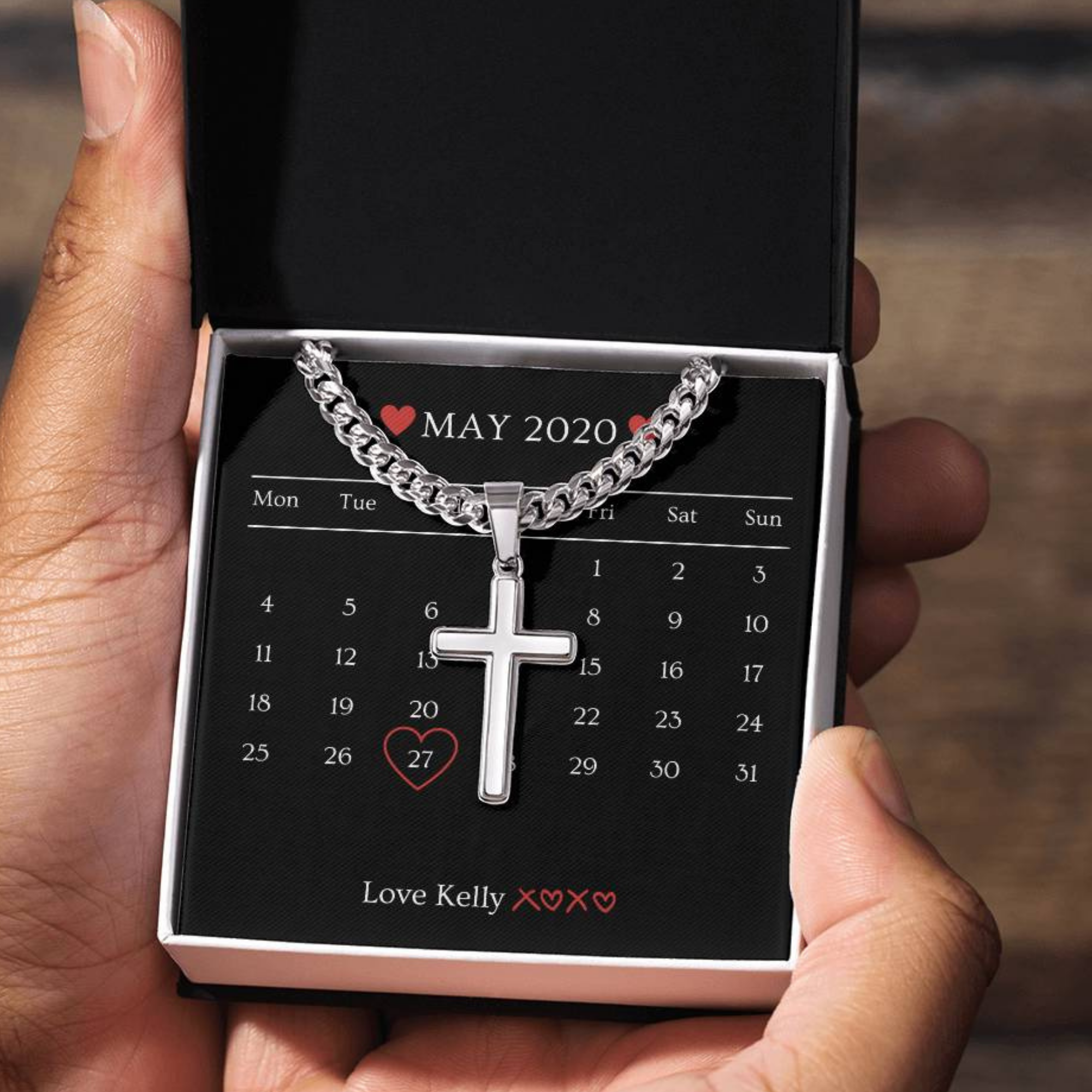 Valentine's Day Gift, Gift For Boyfriend, Guy Valentine Gift, Girlfriend Birthday Gift, Personalised Cross necklace For him, Gift for Him