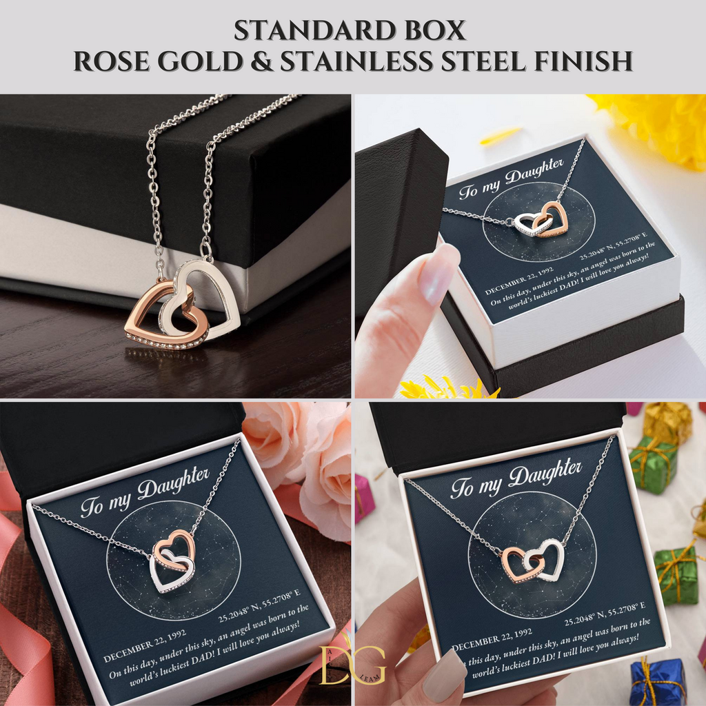 To My Daughter, Personalised Gold Necklace, Daughter Gift Starmap Night Sky Print, Christmas Gift New Year Gift , Daughter Necklace from Dad