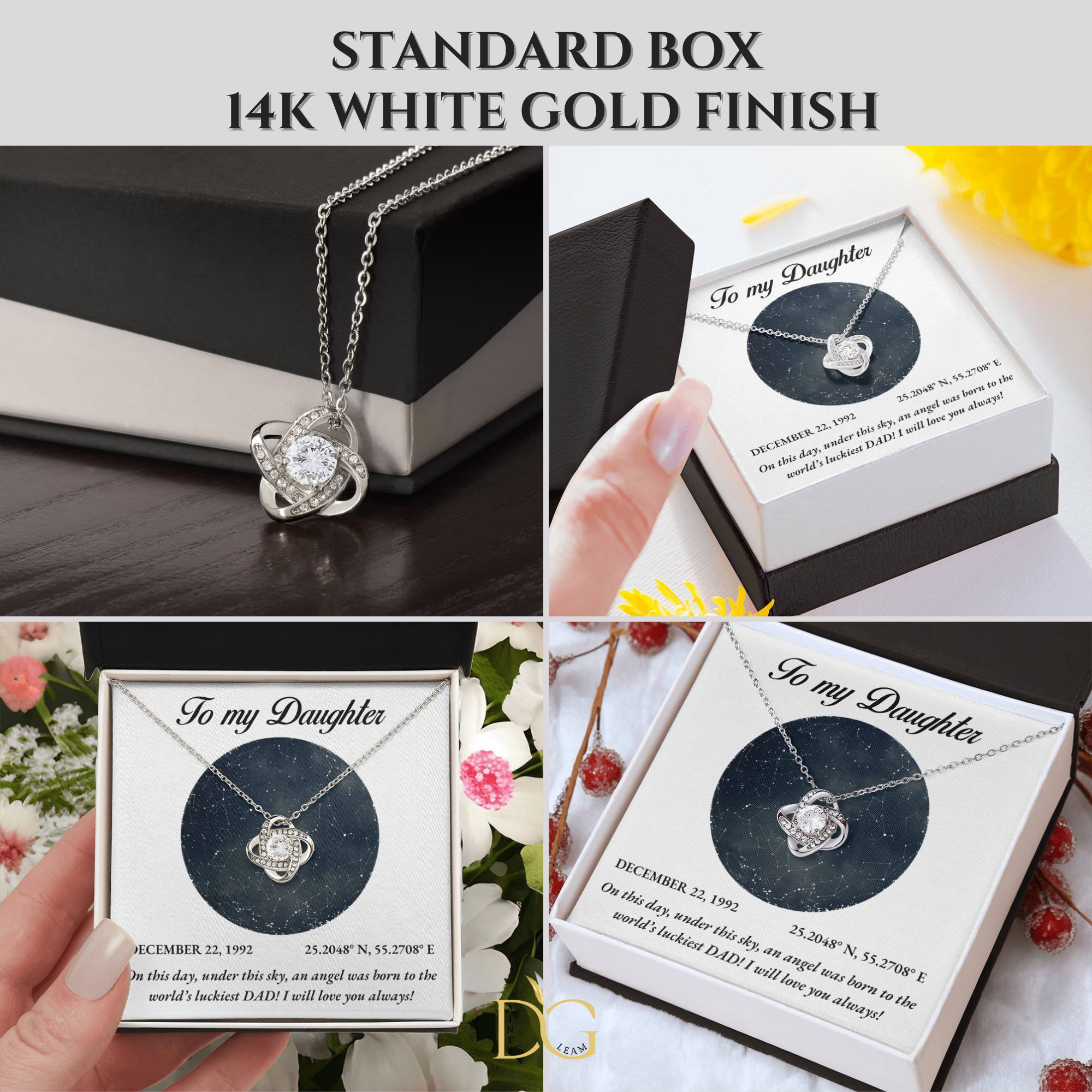 To My Daughter, Personalised Gold Necklace, Daughter Gift Starmap Night Sky Print, Christmas Gift New Year Gift , Daughter Necklace from dad