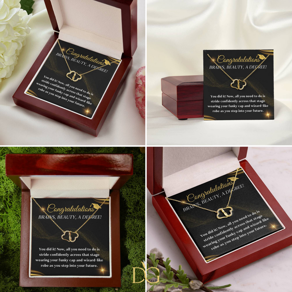 Graduation necklace jewelry congratulations degree gift idea grad hat and robe future stepping congratulatory milestone celebration