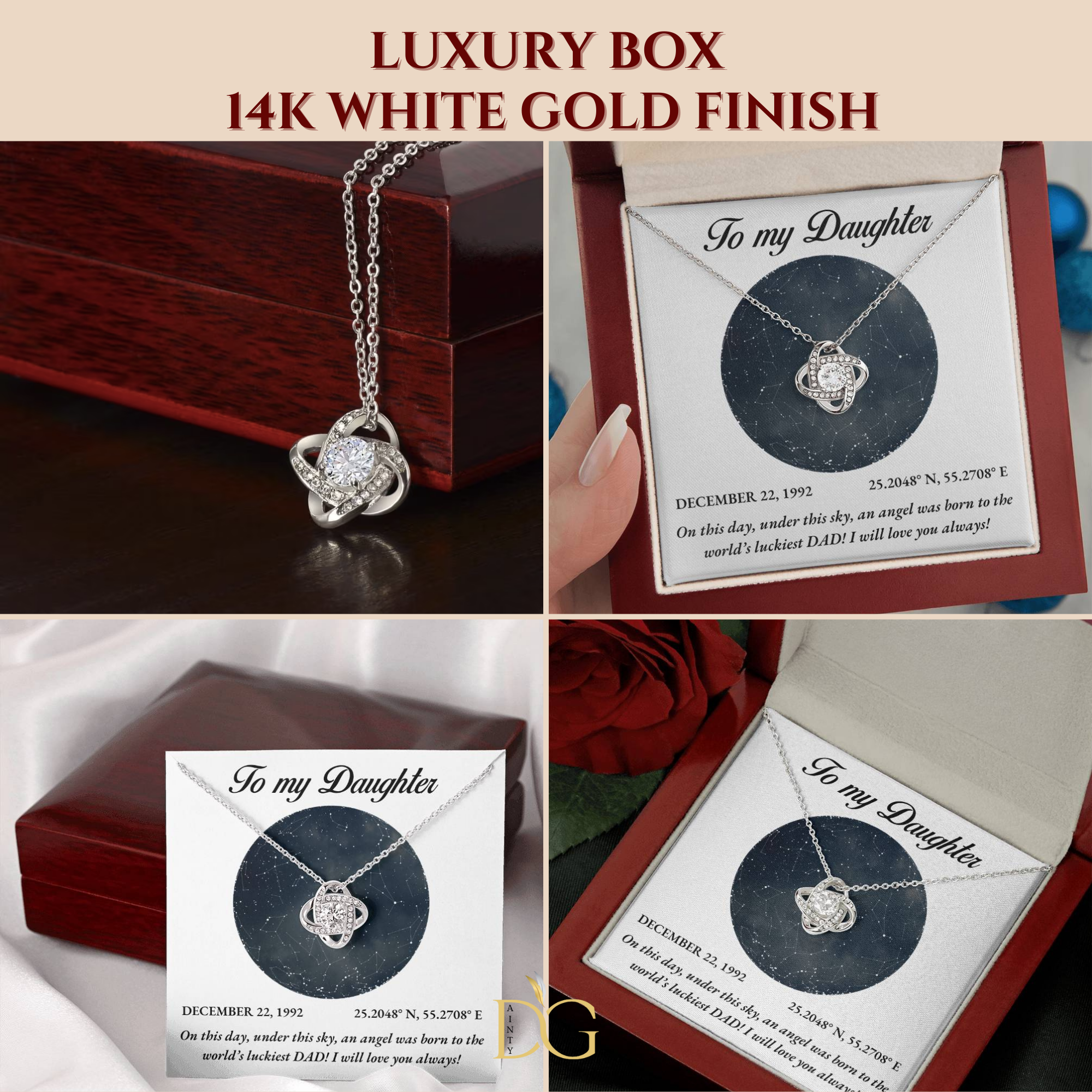 To My Daughter, Personalised Gold Necklace, Daughter Gift Starmap Night Sky Print, Christmas Gift New Year Gift , Daughter Necklace from dad