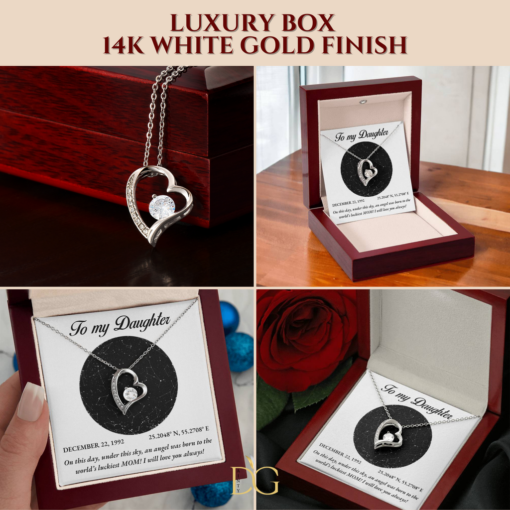 To My Daughter, Personalised Gold Necklace, Daughter Gift Starmap Night Sky Print, Christmas Gift New Year Gift , Daughter Necklace from Mom