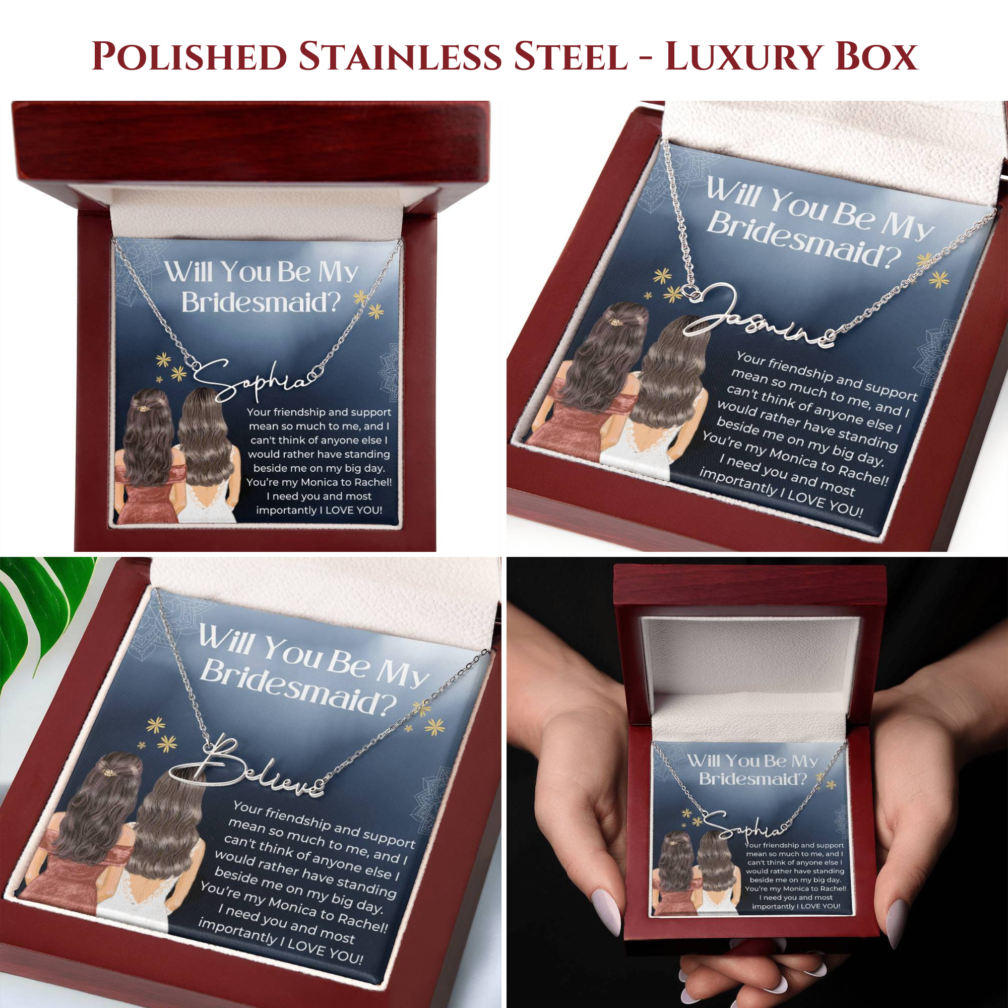 Personalised Necklace, Bridesmaid Gift, Will You Be My Bridesmaid Necklace Bridesmaid Proposal, Unique Bridesmaid Gift, Custom Name Necklace