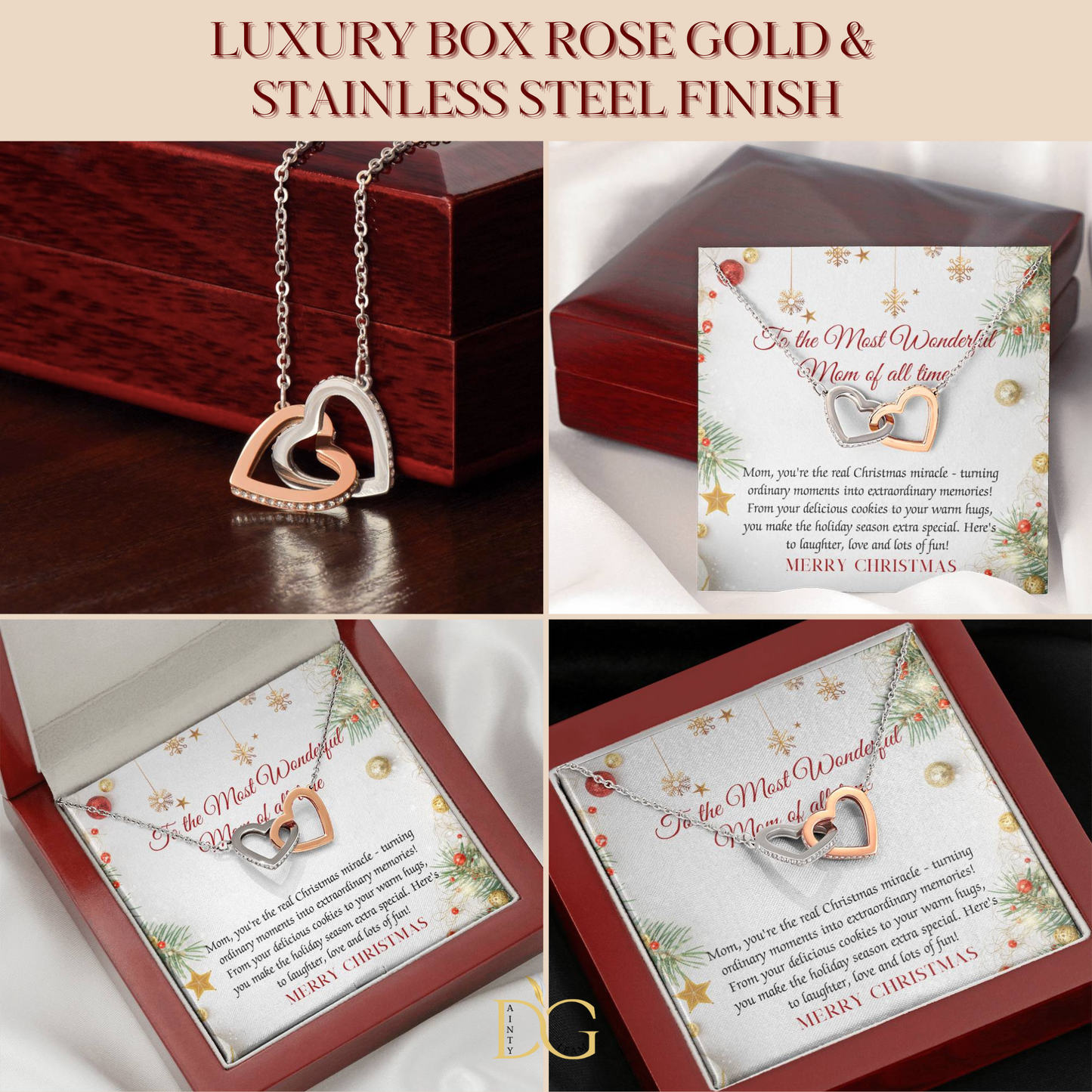 Christmas Gift Necklace For Mom - Gift For Mom - Merry Christmas Mom Necklace - Mother Christmas Necklace With Message Card - Mom Gift