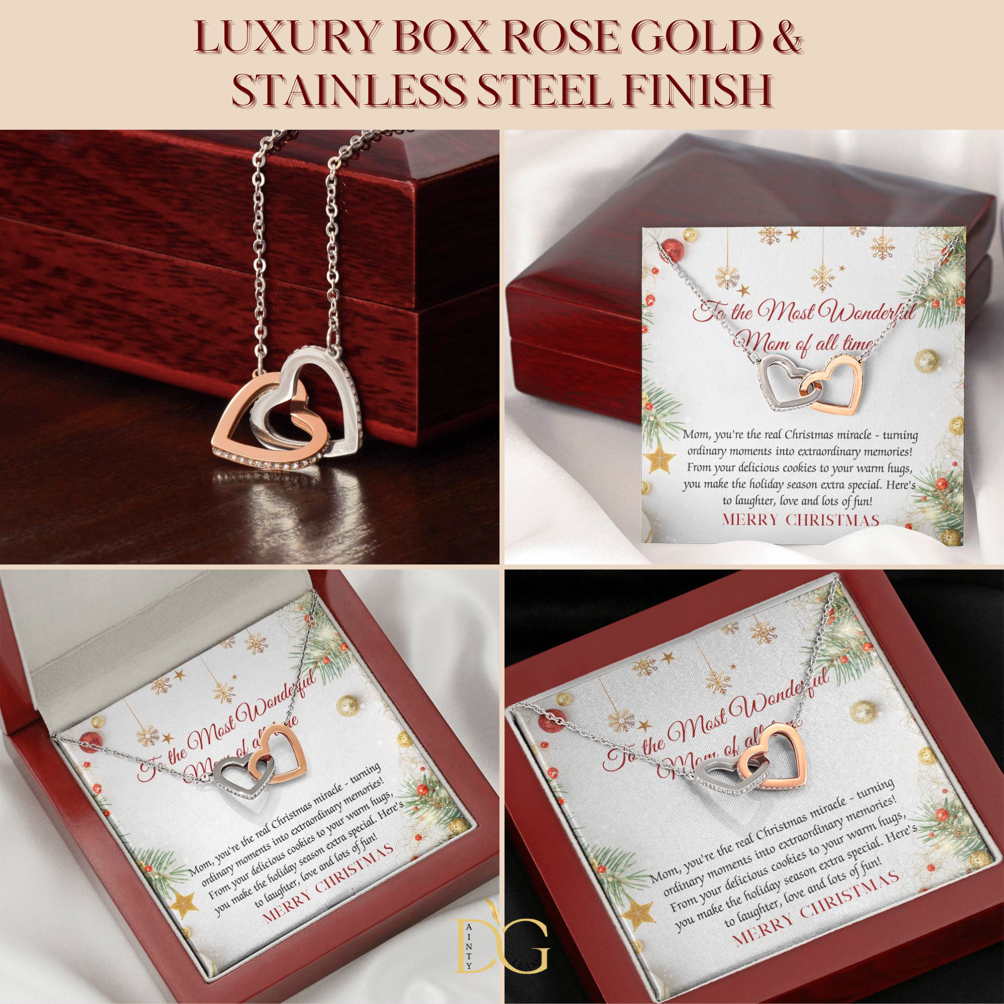 Christmas Gift Necklace For Mom - Gift For Mom - Merry Christmas Mom Necklace - Mother Christmas Necklace With Message Card - Mom Gift