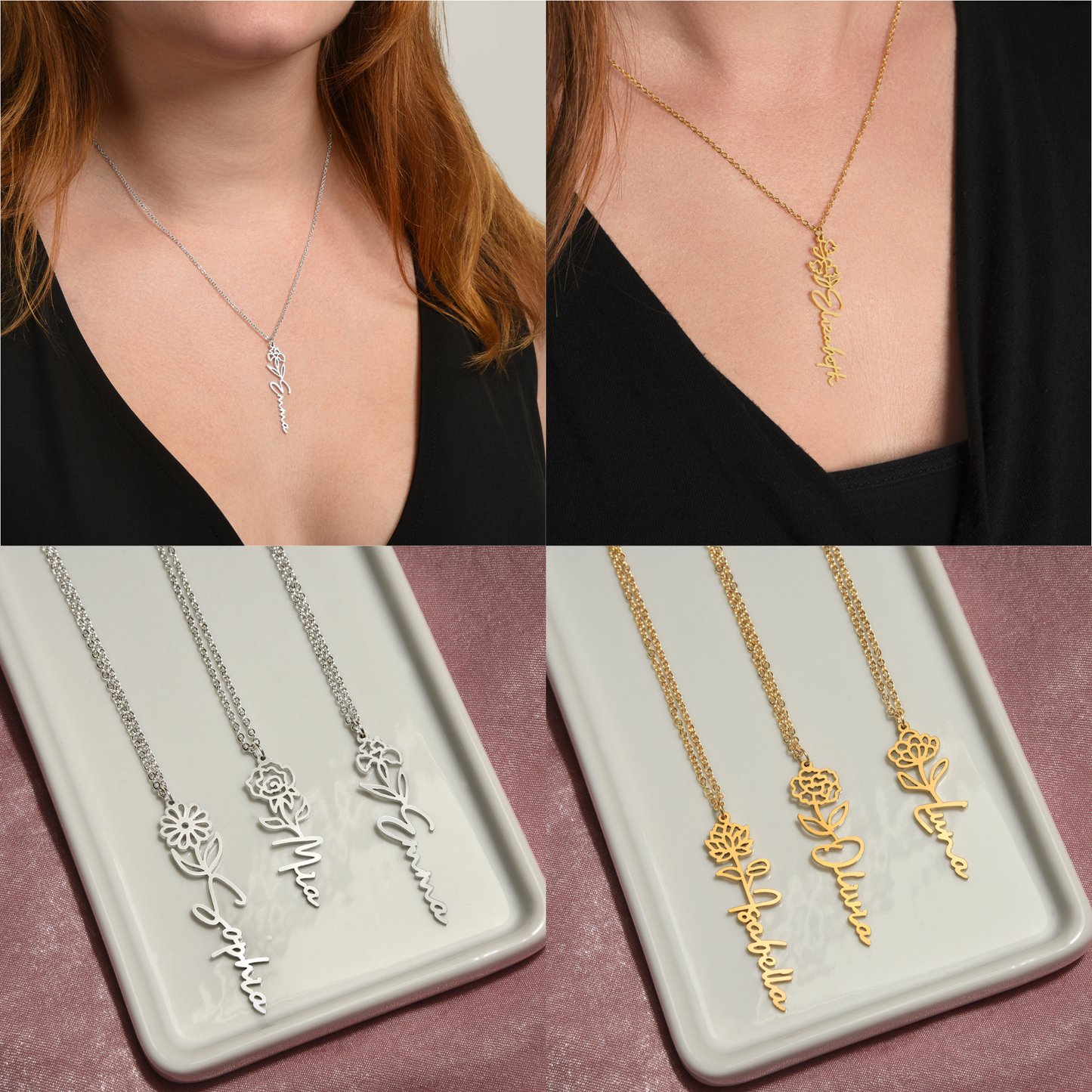 Custom Birthflower & Name Necklace Gift from Mom to Daughter Present from Mother To my Daughter Birthday Anniversary Valentines Day Necklace