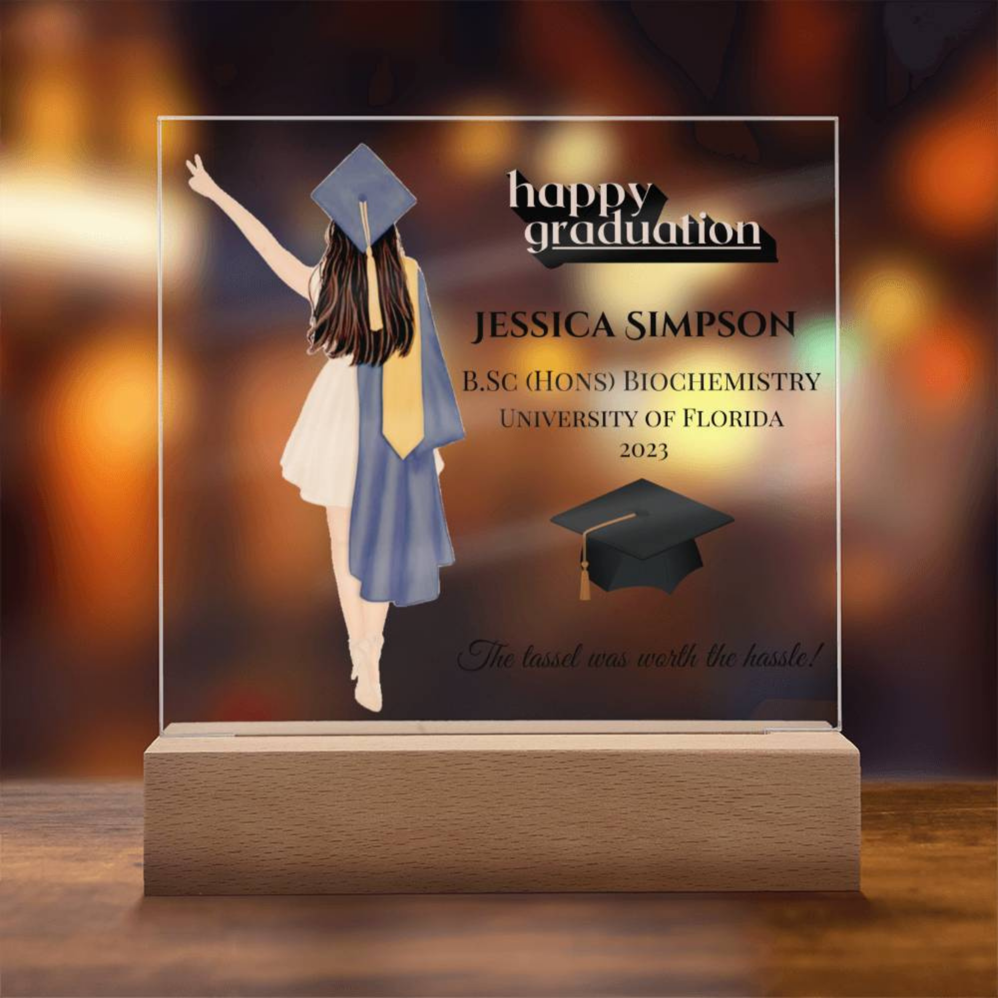 Female Personalised Graduation Gift, Congratulations, Class of 2023 Any Year, Graduation Gift for Daughter, Sister, Girlfriend, Acrylic