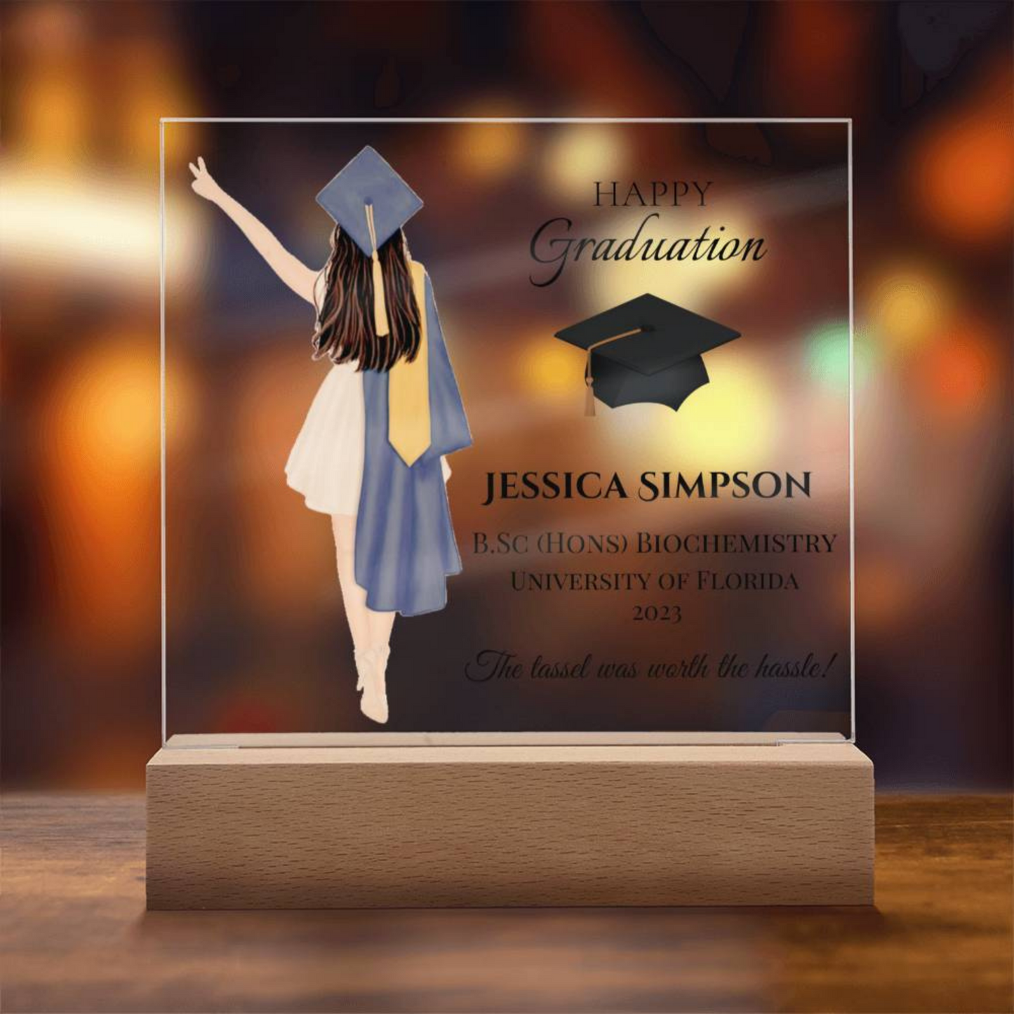 Female Personalised Graduation Gift, Congratulations, Class of 2023 Any Year, Graduation Gift for Daughter, Sister, Girlfriend, Acrylic
