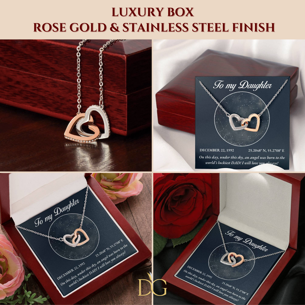 To My Daughter, Personalised Gold Necklace, Daughter Gift Starmap Night Sky Print, Christmas Gift New Year Gift , Daughter Necklace from Dad