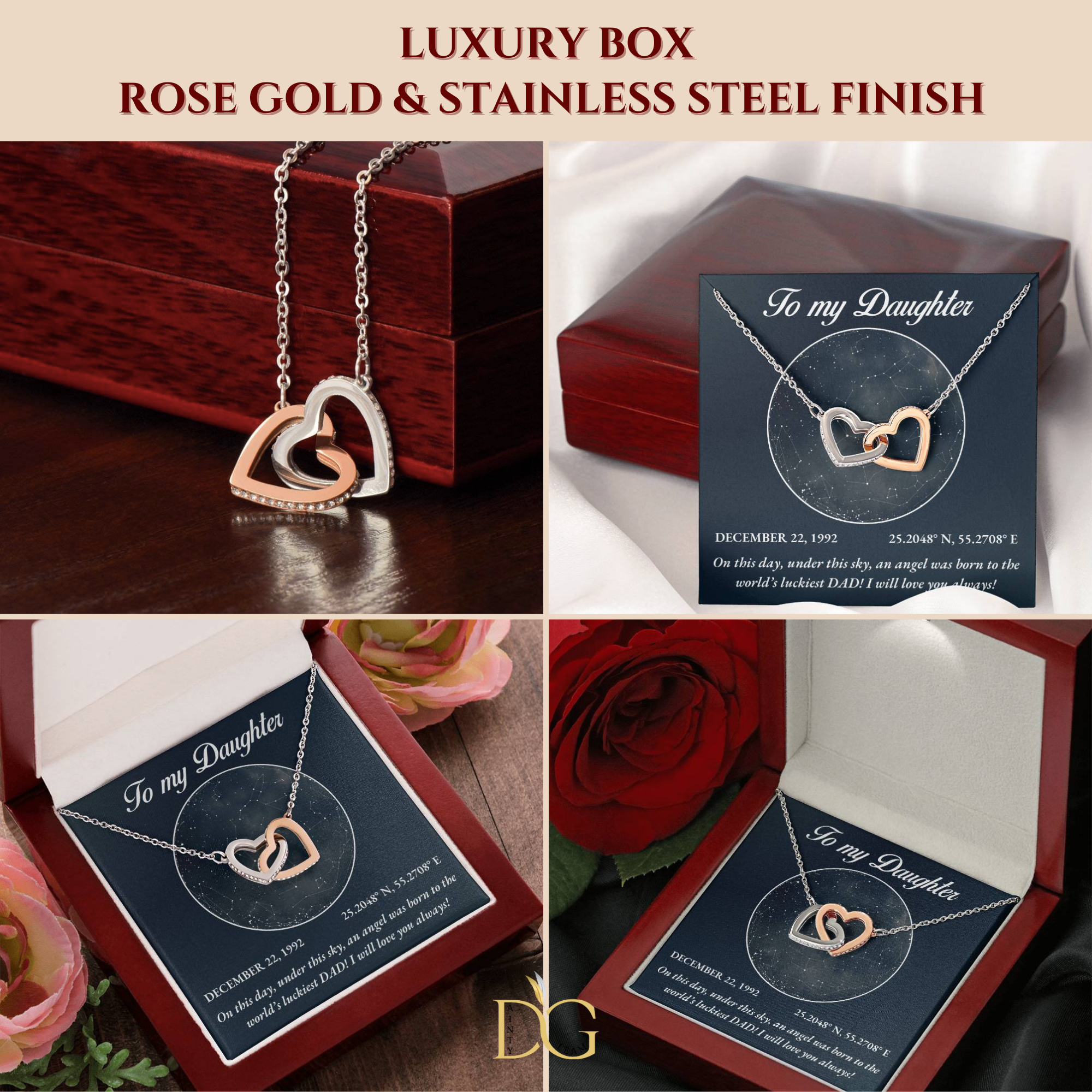 To My Daughter, Personalised Gold Necklace, Daughter Gift Starmap Night Sky Print, Christmas Gift New Year Gift , Daughter Necklace from Dad