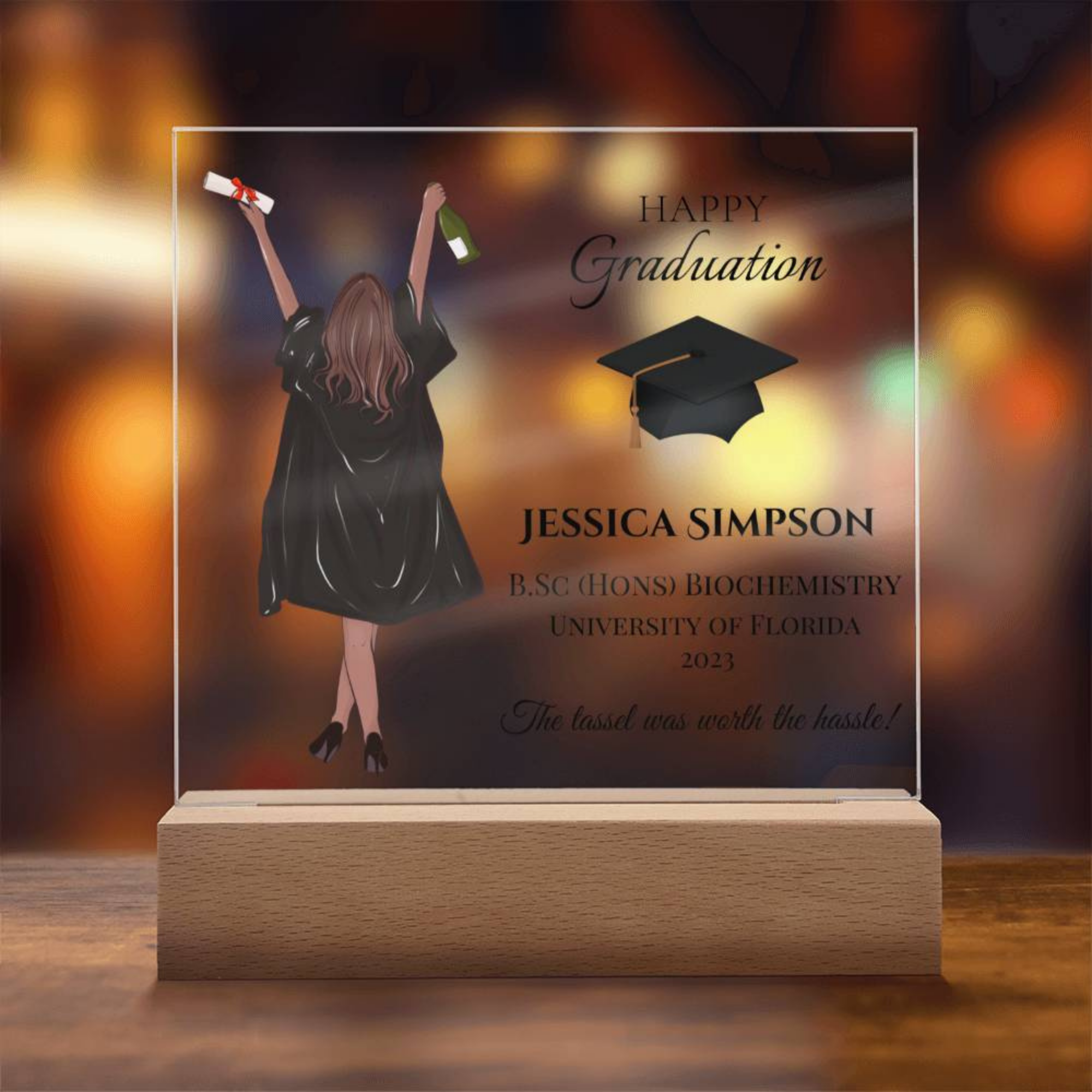 Female Personalised Graduation Gift, Congratulations, Class of 2023 Any Year, Graduation Gift for Daughter, Sister, Girlfriend, Acrylic Block