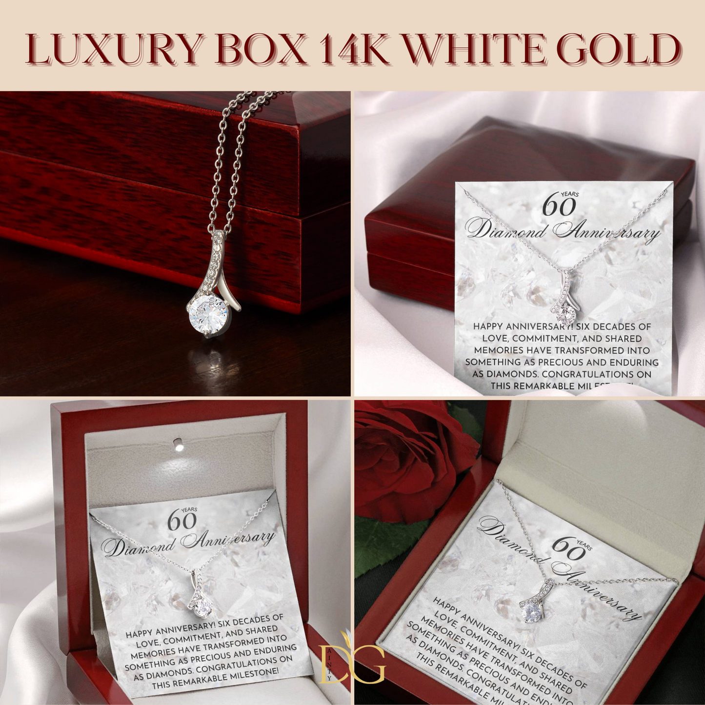 60th Wedding Anniversary Gift, 60 Years Wedding Anniversary Couple Gift, Diamond Anniversary, Necklace for Mom, Necklace for Wife