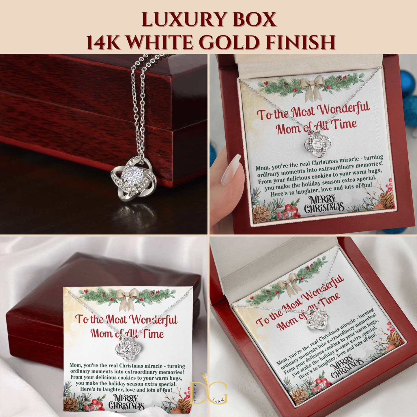 Christmas Gift Necklace For Mom - Gift For Mom - Merry Christmas Mom Necklace - Mother Christmas Necklace With Message Card - Mom Gift