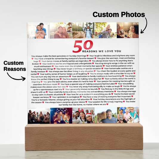 50 Reasons We Love You | 50th Birthday Gift | Custom Gift | 50th Birthday Gifts For Women | 50th Birthday Gifts For Men | Thoughtful Gift