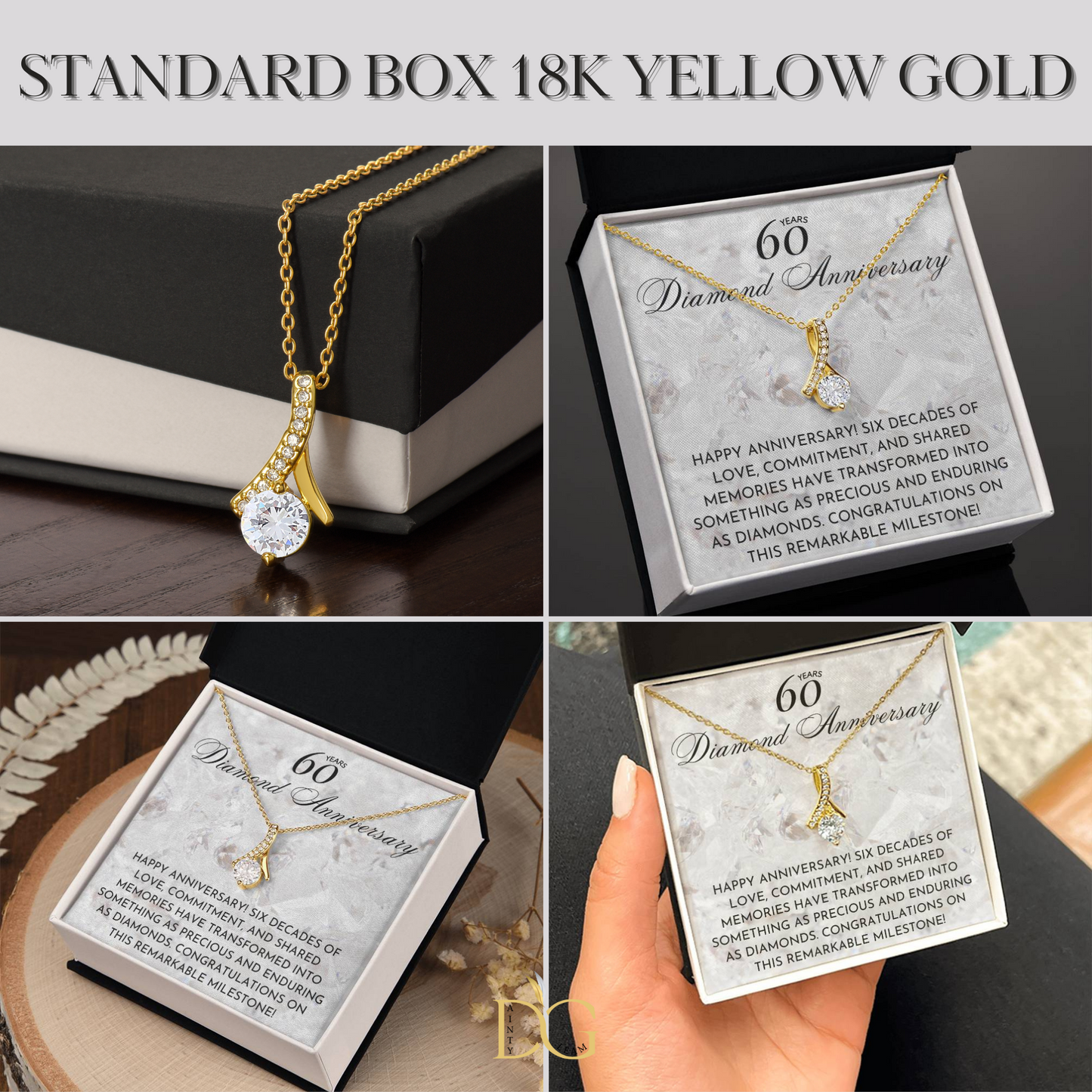 60th Wedding Anniversary Gift, 60 Years Wedding Anniversary Couple Gift, Diamond Anniversary, Necklace for Mom, Necklace for Wife