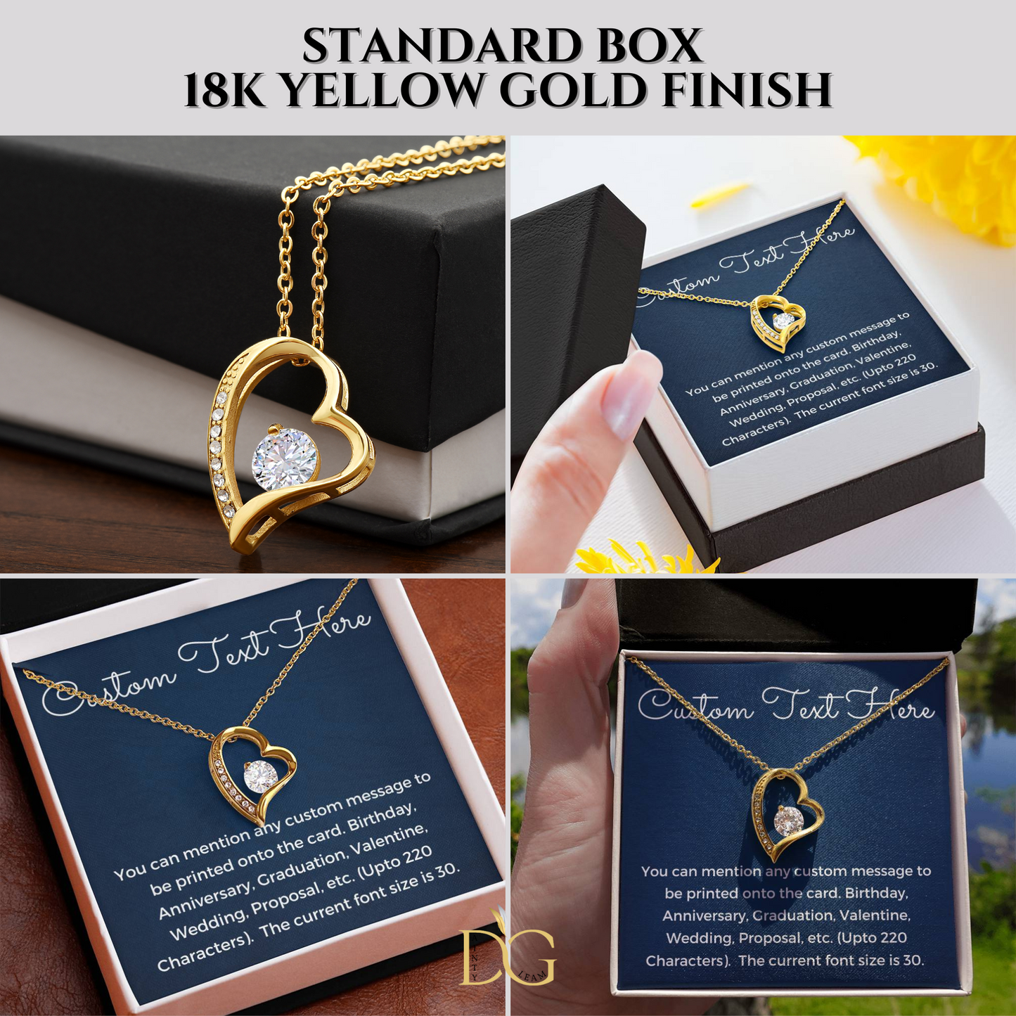 Custom Text Necklace with Beautiful Message Card, Birthday Gift, Anniversary Gift, Promotion Gift, Retirement Gift, Valentine Gift, Unique