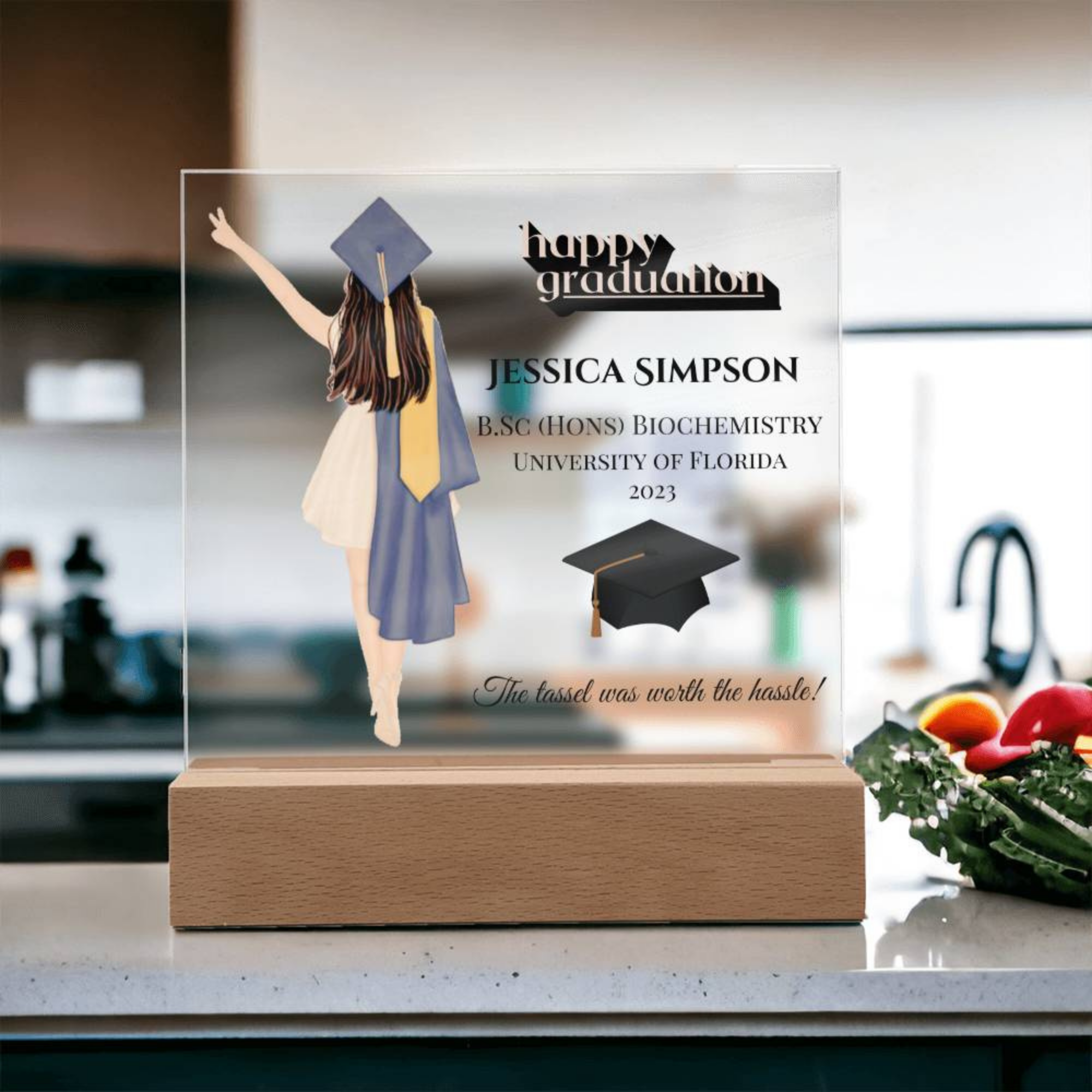 Female Personalised Graduation Gift, Congratulations, Class of 2023 Any Year, Graduation Gift for Daughter, Sister, Girlfriend, Acrylic