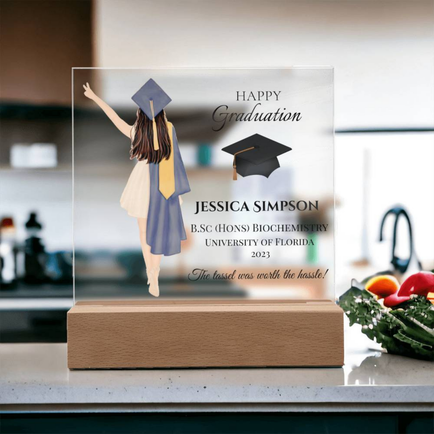 Female Personalised Graduation Gift, Congratulations, Class of 2023 Any Year, Graduation Gift for Daughter, Sister, Girlfriend, Acrylic