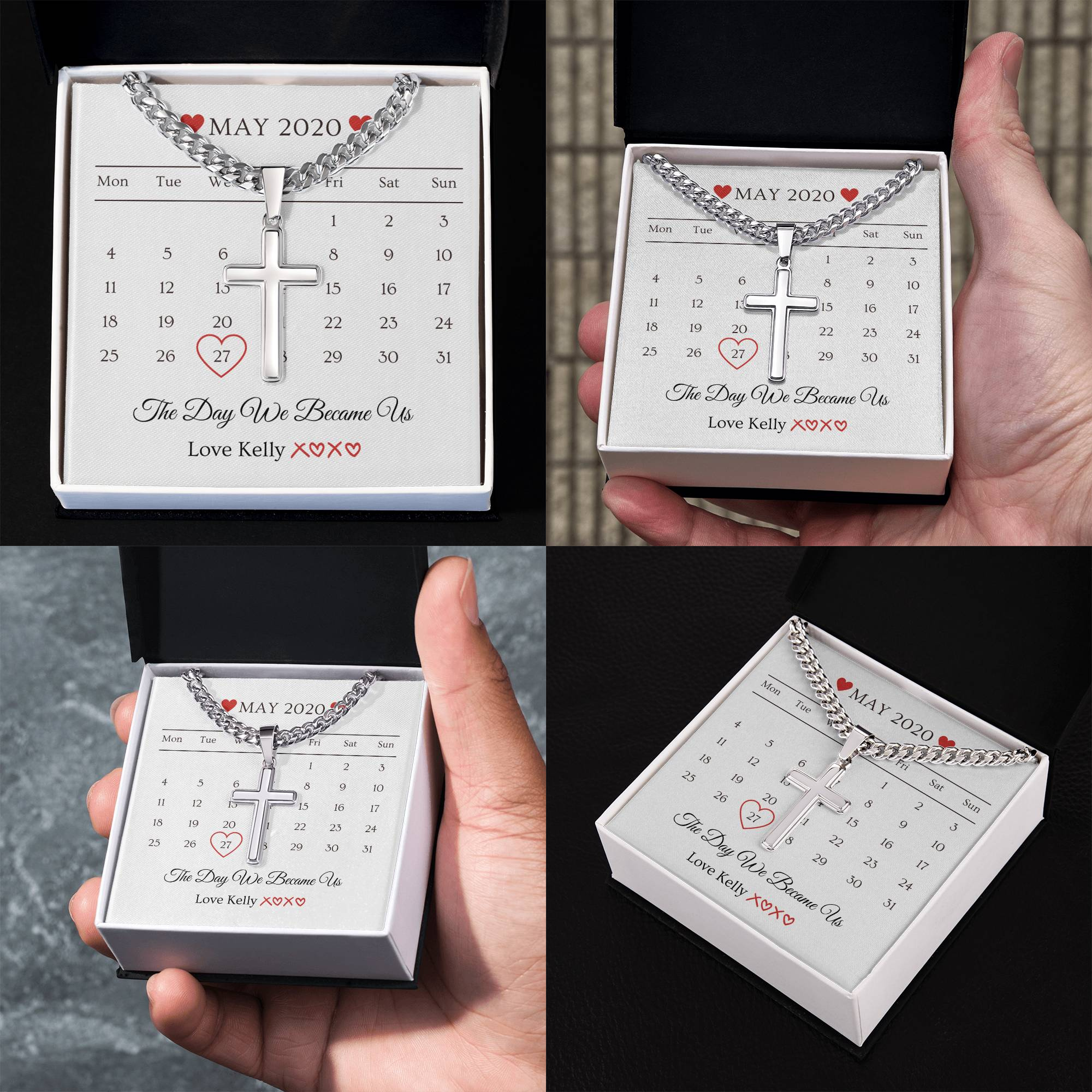 Valentine's Day Gift, Gift For Boyfriend, Guy Valentine Gift, Girlfriend Birthday Gift, Personalised Cross necklace For him, Gift for Him