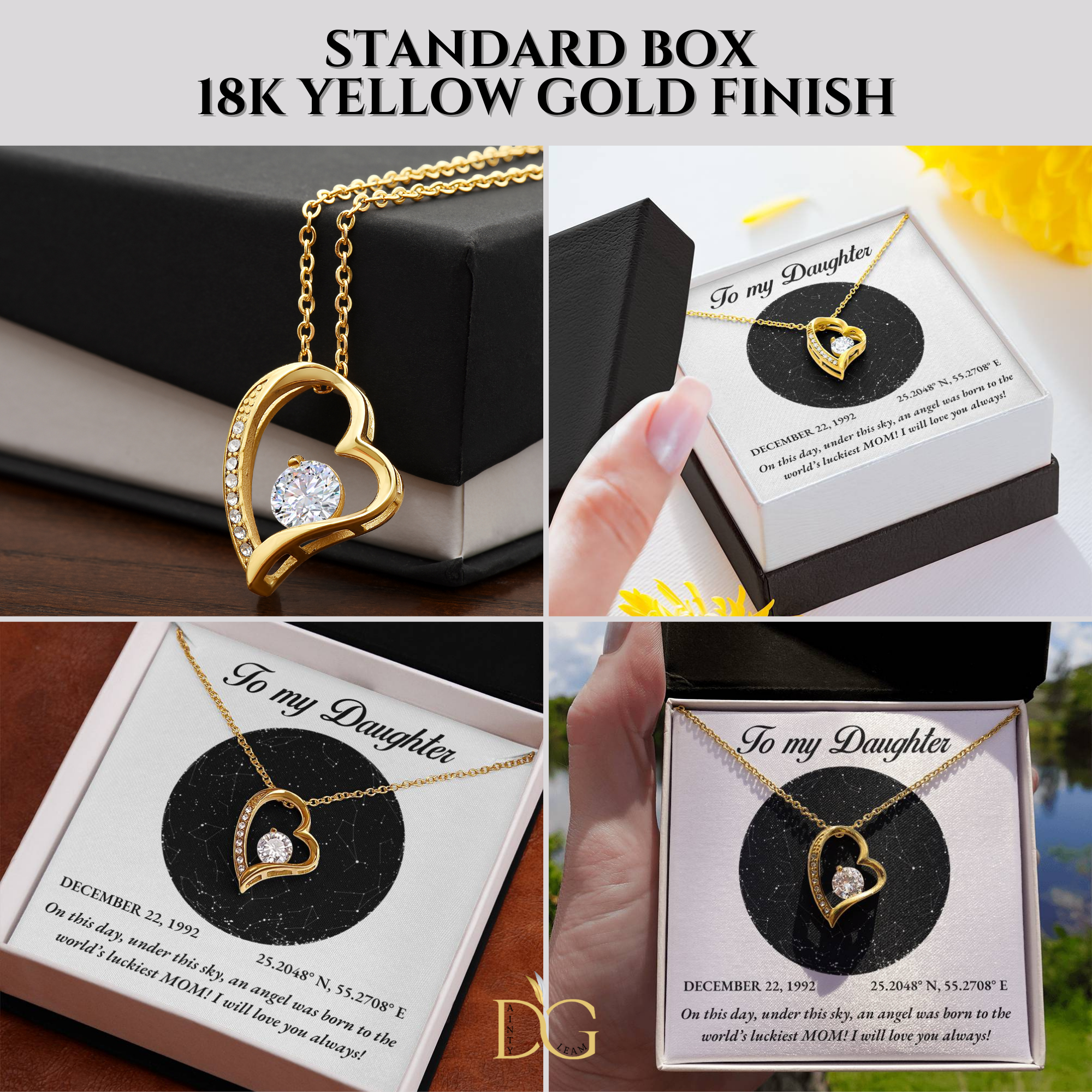 To My Daughter, Personalised Gold Necklace, Daughter Gift Starmap Night Sky Print, Christmas Gift New Year Gift , Daughter Necklace from Mom