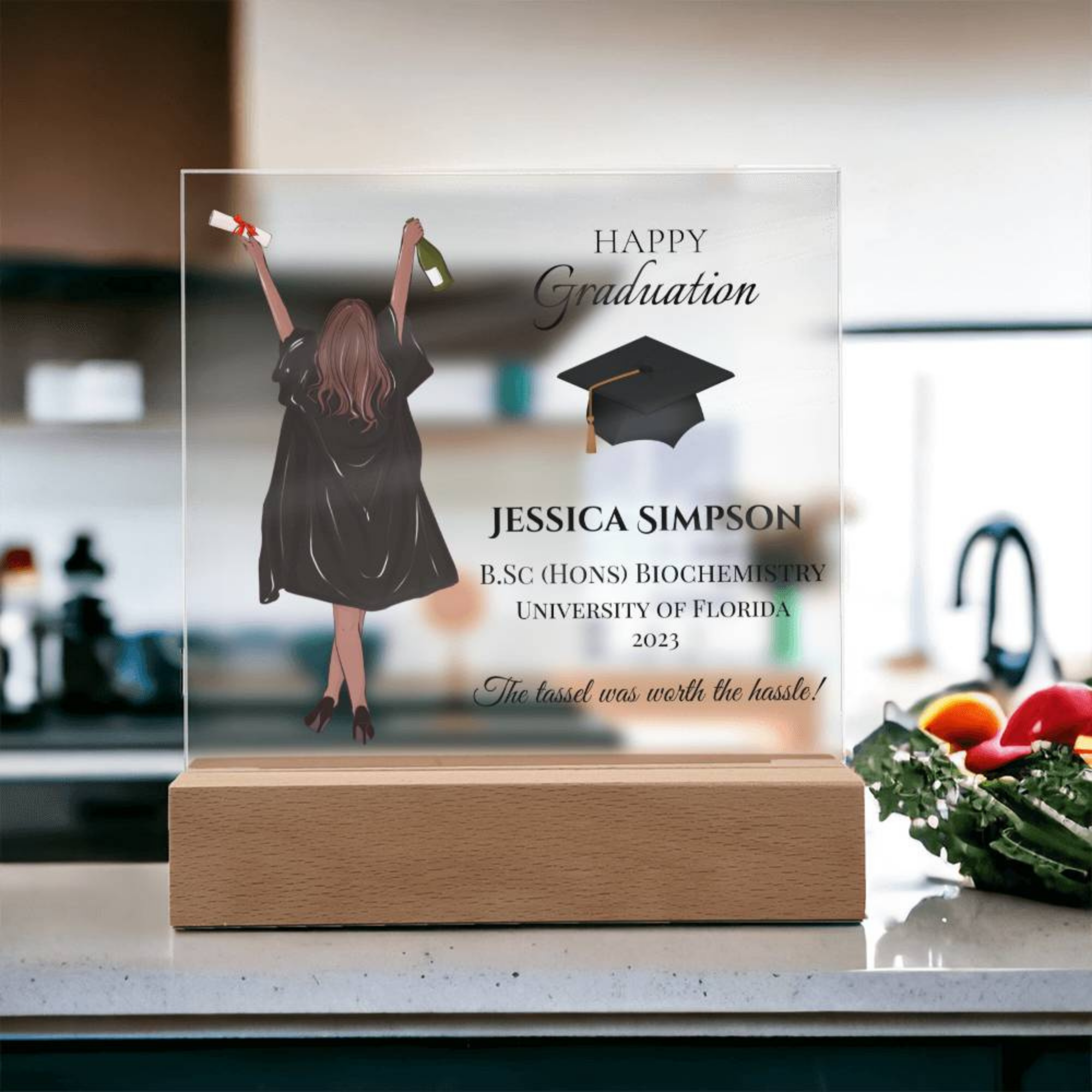 Female Personalised Graduation Gift, Congratulations, Class of 2023 Any Year, Graduation Gift for Daughter, Sister, Girlfriend, Acrylic Block