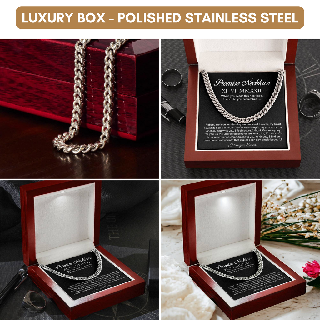 Personalised Promise Necklace For Him, Promise Gifts For Him, Boyfriend Promise Necklace,Anniversary Gift For Husband,Guy Valentine Gift