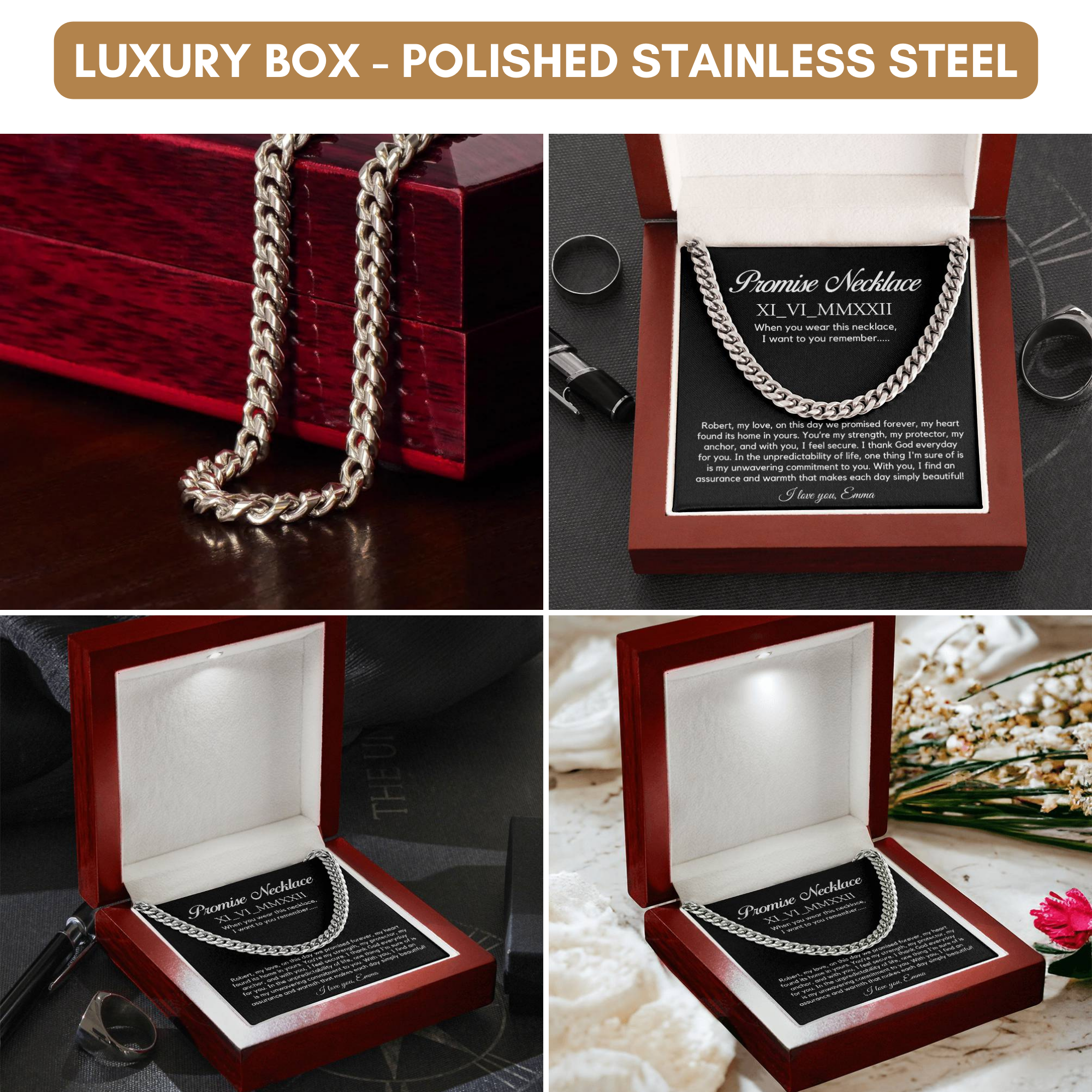 Personalised Promise Necklace For Him, Promise Gifts For Him, Boyfriend Promise Necklace,Anniversary Gift For Husband,Guy Valentine Gift