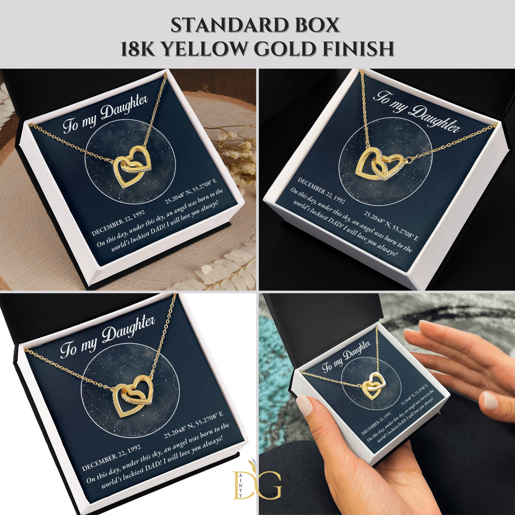 To My Daughter, Personalised Gold Necklace, Daughter Gift Starmap Night Sky Print, Christmas Gift New Year Gift , Daughter Necklace from Dad